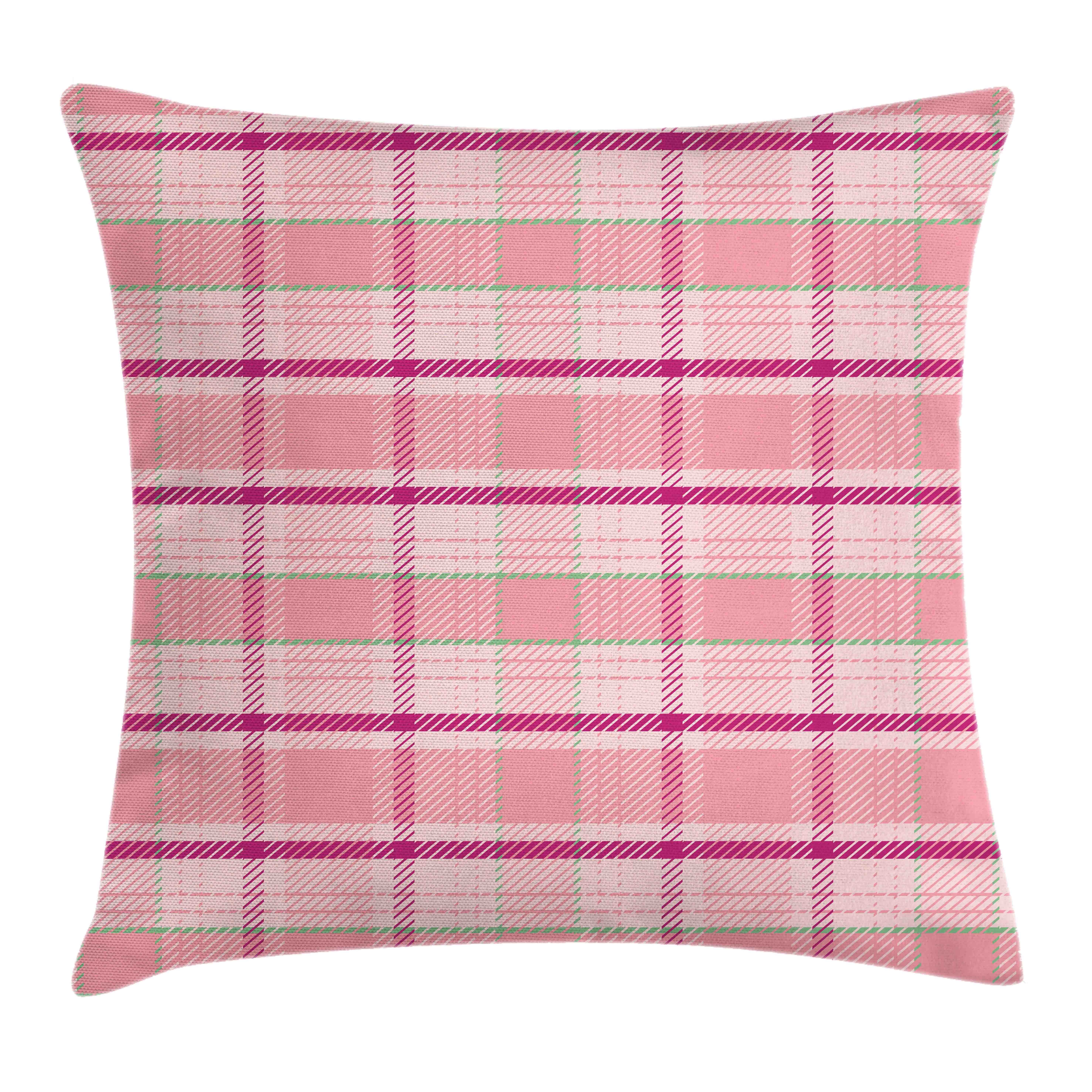 mit Beidseitiger Kissenbezüge Tartan-Plaid-Muster-Quadrate Kissenhülle mit Waschbar Klaren Reißverschluss (1 Farben Abakuhaus Stück), Rosa Druck, Farbfesten