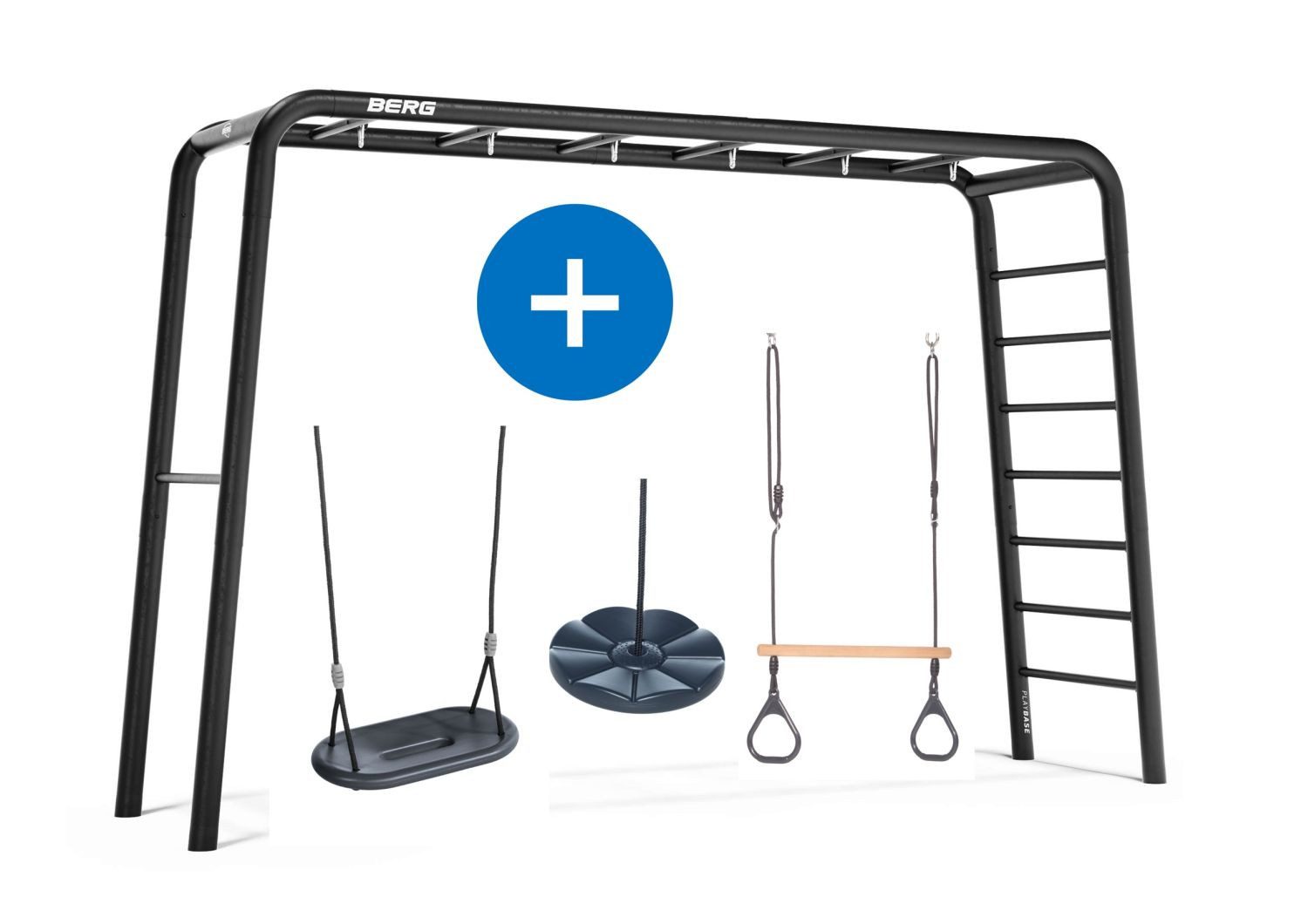 Berg Klettergerüst BERG PlayBase L Klettergerüst Schaukelgestell mit Reckstange u. Leiter