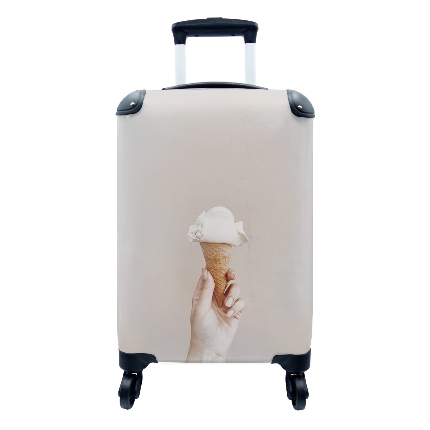 MuchoWow Handgepäckkoffer Sommer - Eiscreme - Weiß, 4 Rollen, Reisetasche mit rollen, Handgepäck für Ferien, Trolley, Reisekoffer