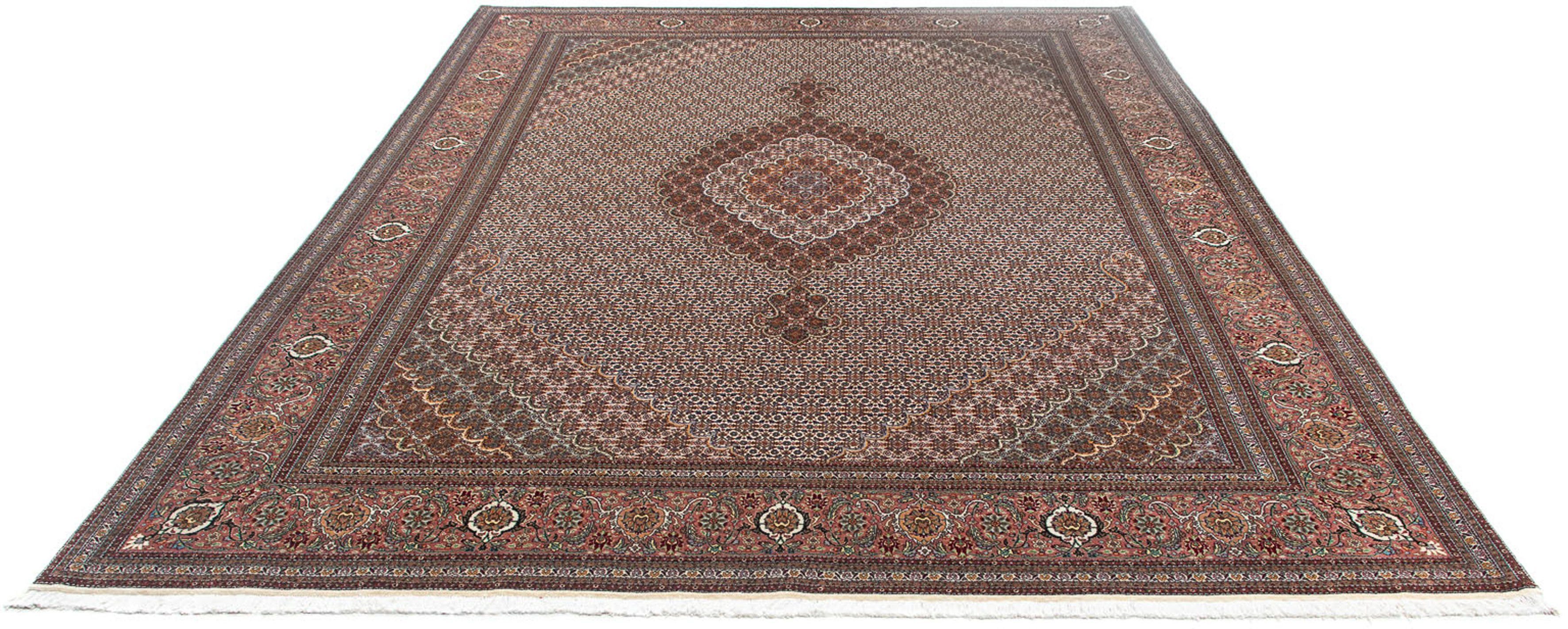 Orientteppich Perser - Täbriz - 341 x 251 cm - dunkelbraun, morgenland, rechteckig, Höhe: 10 mm, Wohnzimmer, Handgeknüpft, Einzelstück mit Zertifikat