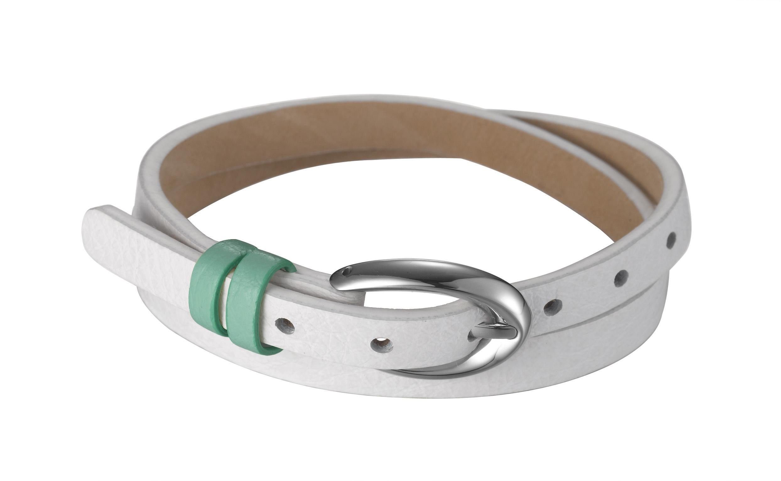 Esprit Armband Lederband Edelstahl Weiß Silber 38cm Dornschließe ESBR11336D380, aus Leder, Edelstahl, Weiß, Dornschließe, 38cm lang