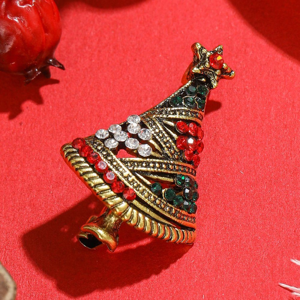 Invanter Brosche Modische, niedliche vergoldete Zirkonia mit Weihnachtsbaum-Brosche
