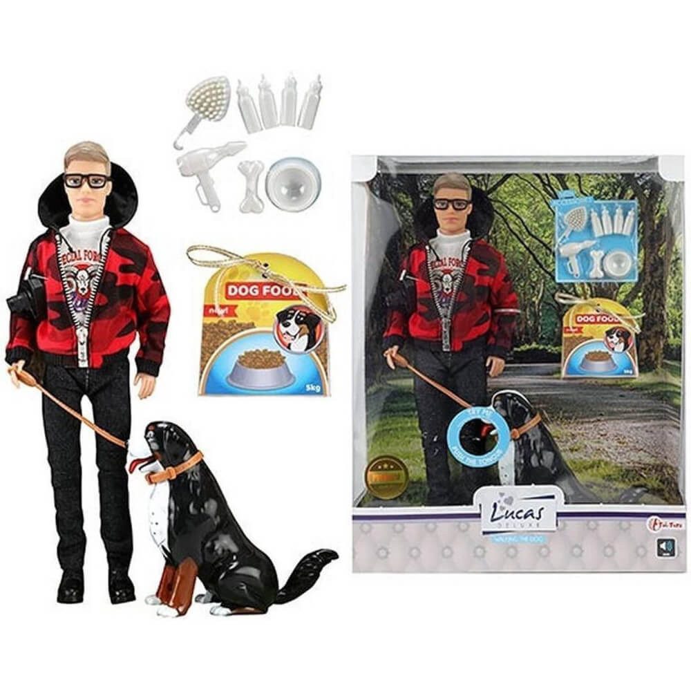 Toi-Toys Spielfigur Toi-Toys Lucas Teen Puppe männlich mit Hund und Ton, (1-tlg)