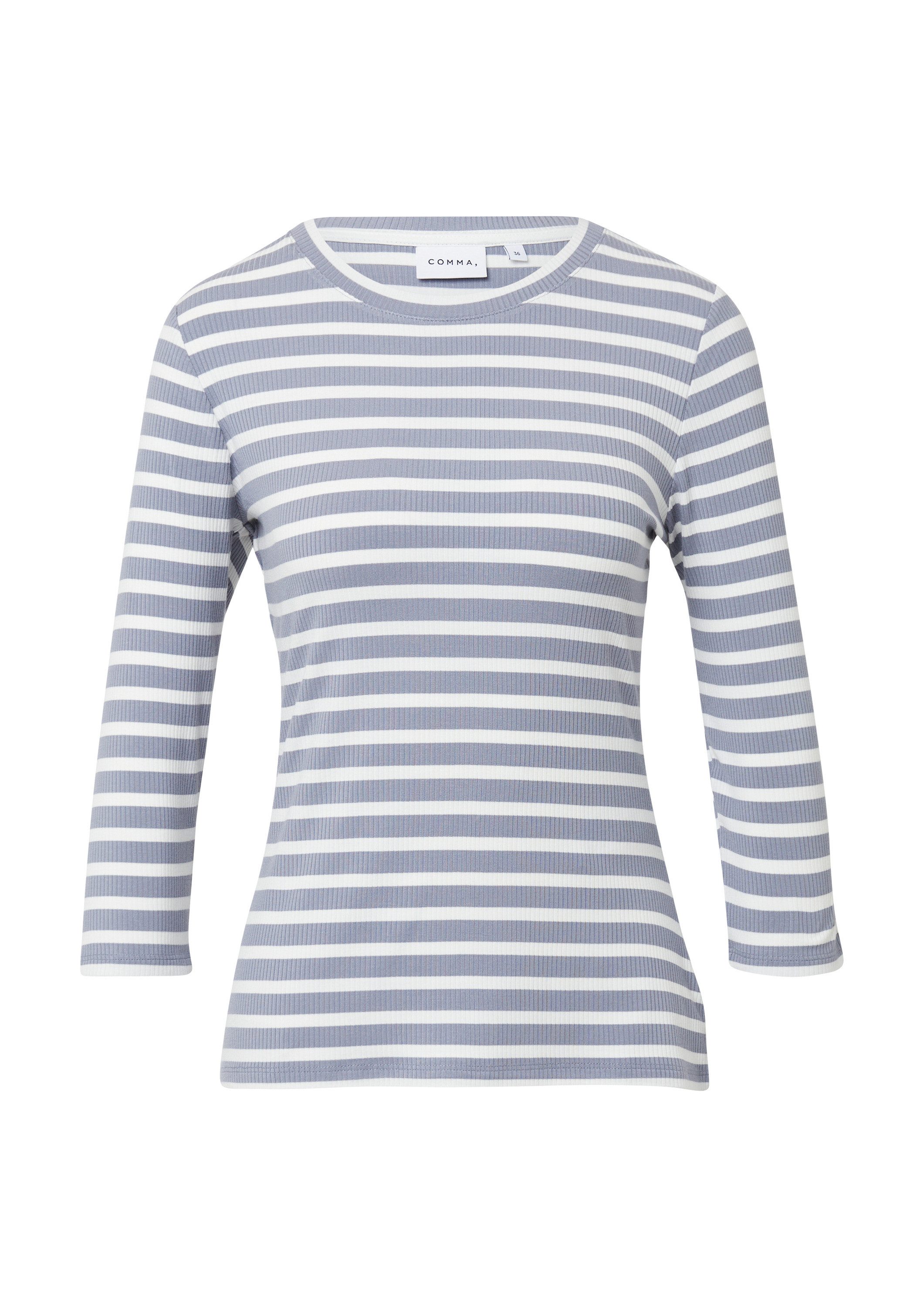 comma 3/4-Arm-Shirt T-Shirt Geripptes Slim-Fit-Shirt mit günstig online kaufen