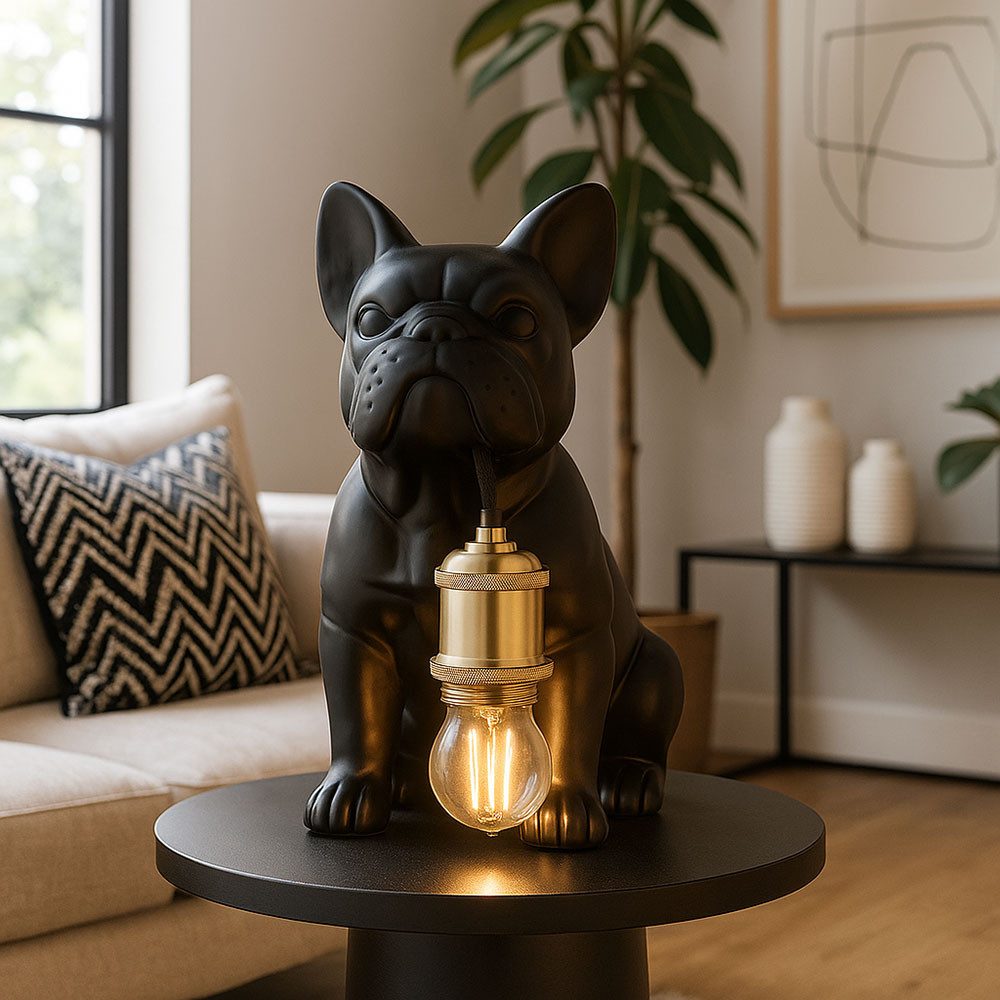 GLOBO LIGHTING LED Tischleuchte, Leuchtmittel inklusive, Warmweiß, Tischleuchte Beistellleuchte Nachttischlampe LED Filament schwarz Hund