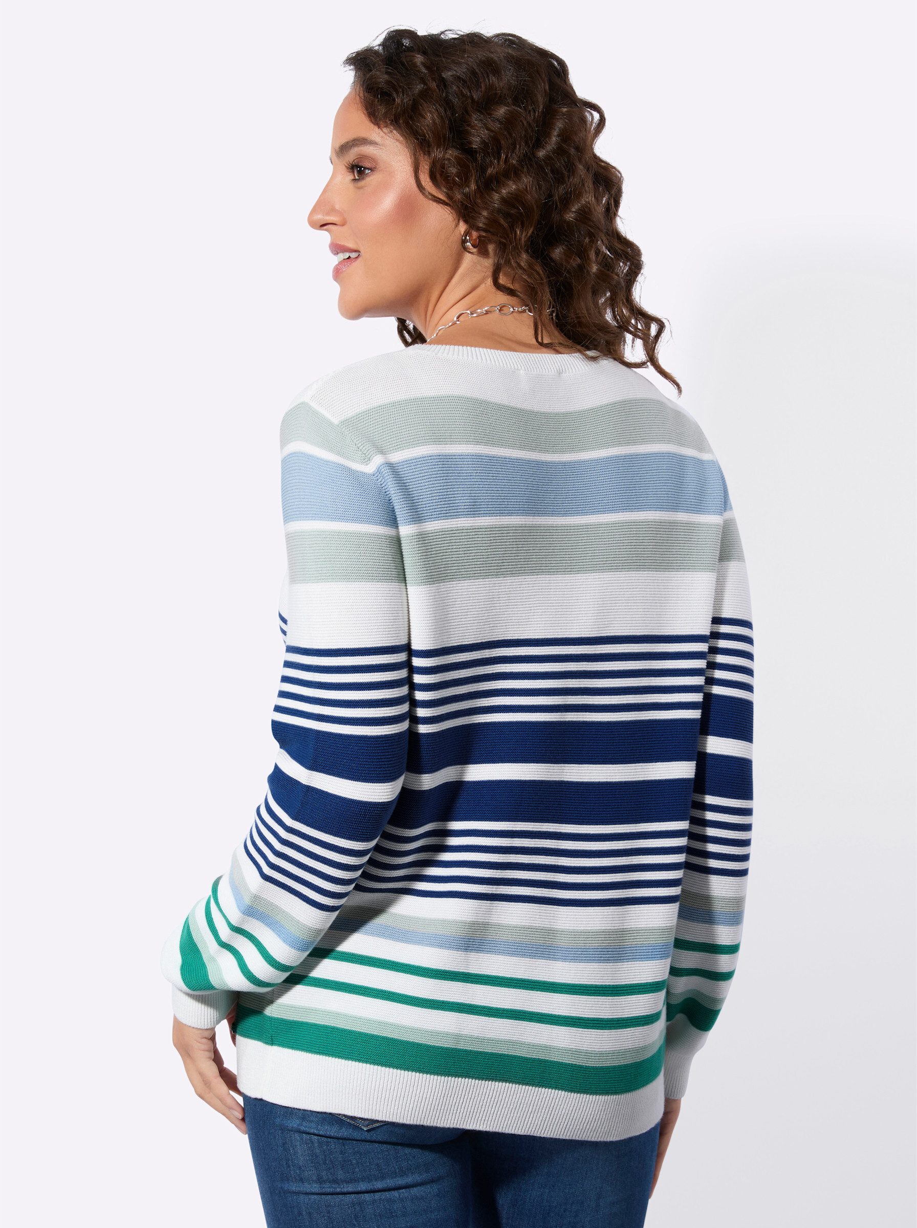 Witt Strickpullover Ringel-Pullover Langarm Perlfang
