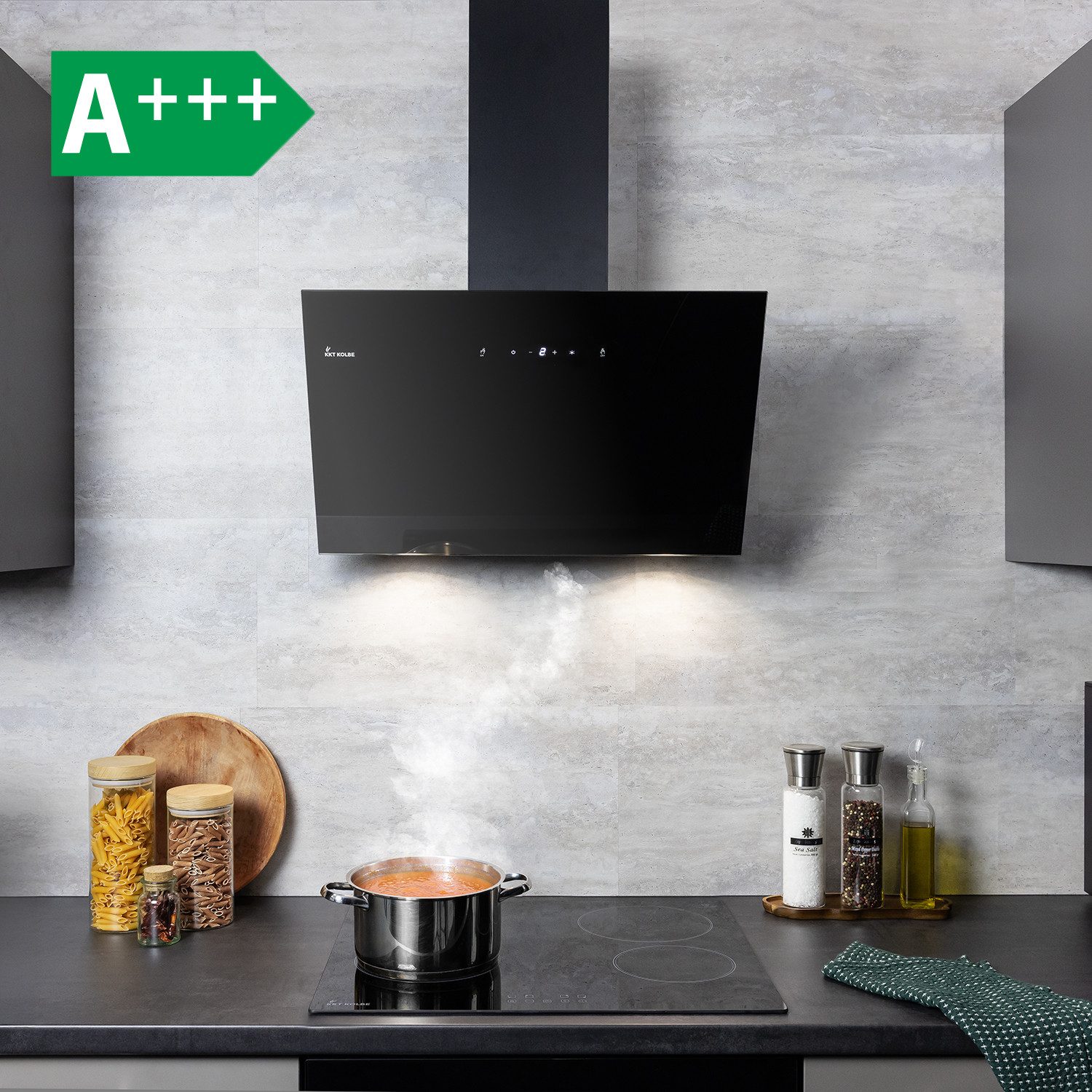 KKT KOLBE Wandhaube Dunstabzugshaube 60cm TRIO6025S Dunstabzugshaube 60cm TRIO6025S, Abzugshaube / Abluft / 60cm / Umluft / Schwarz / Gestensteuerung / LED