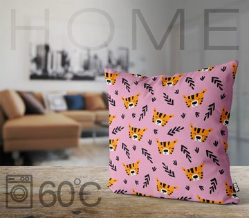 Kissenbezug, VOID (1 Stück), Sofa-Kissen Kleiner Tiger rosa Kissenbezug Dschungel Kinder Katze Afrika Urwald Zoo Baby Af