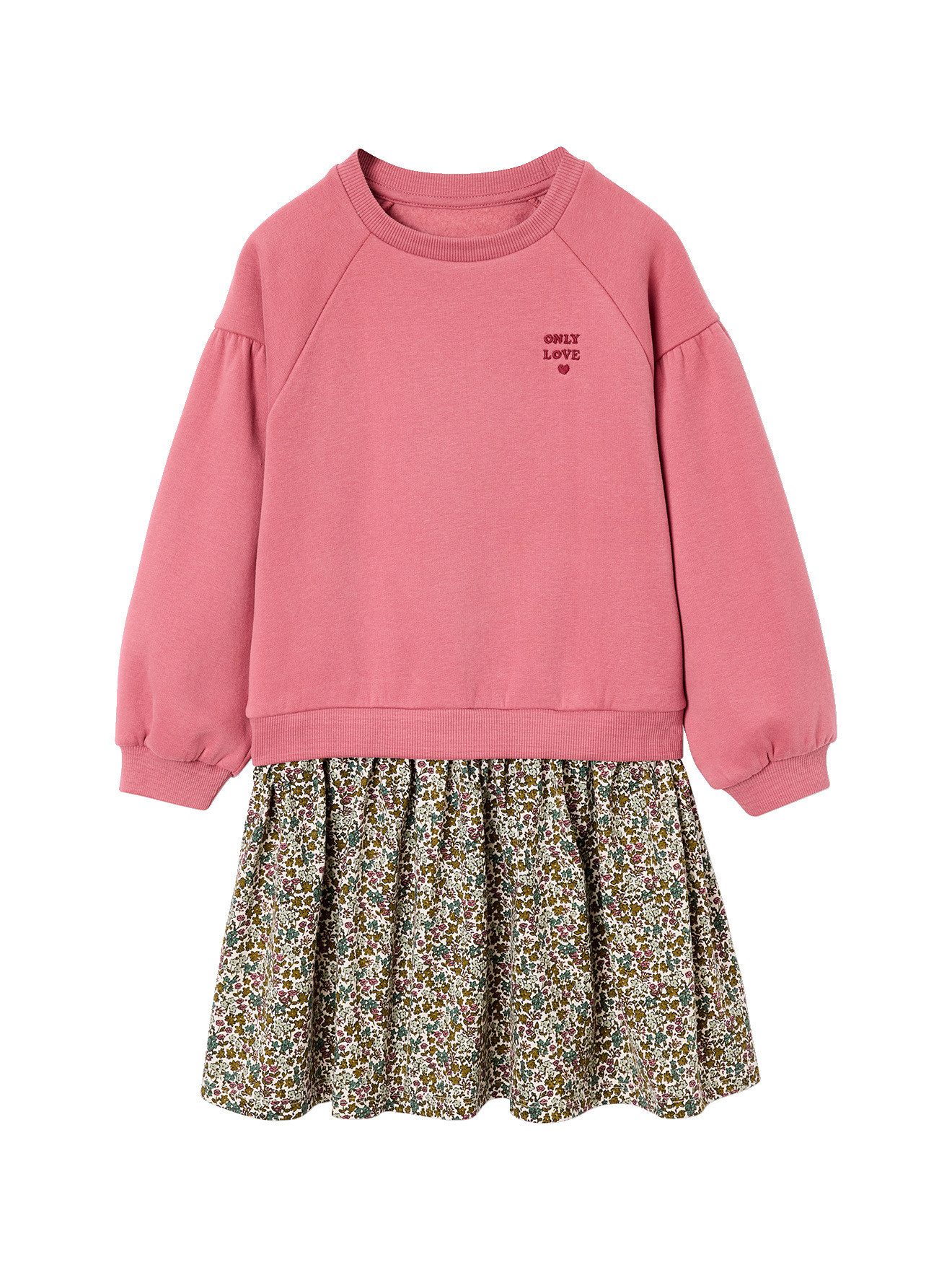 Minikleid Mädchen Kleid mit Materialmix