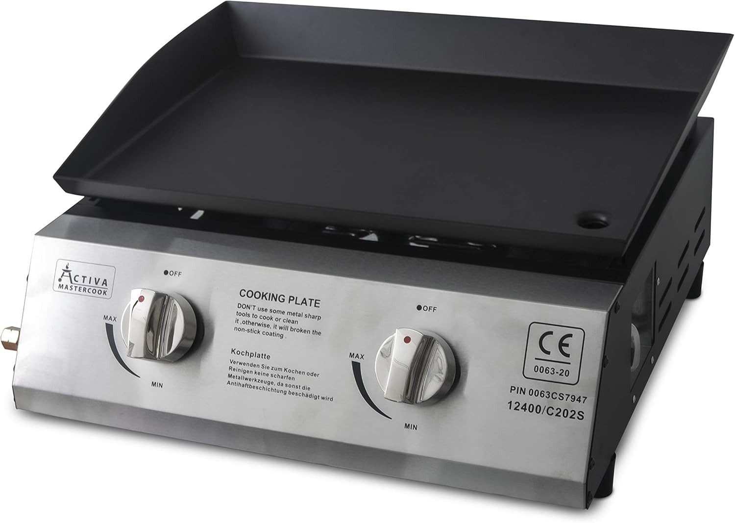 Activa Camping-Gasgrill Plancha 2 Brenner je 2,1 KW (4,2 KW)