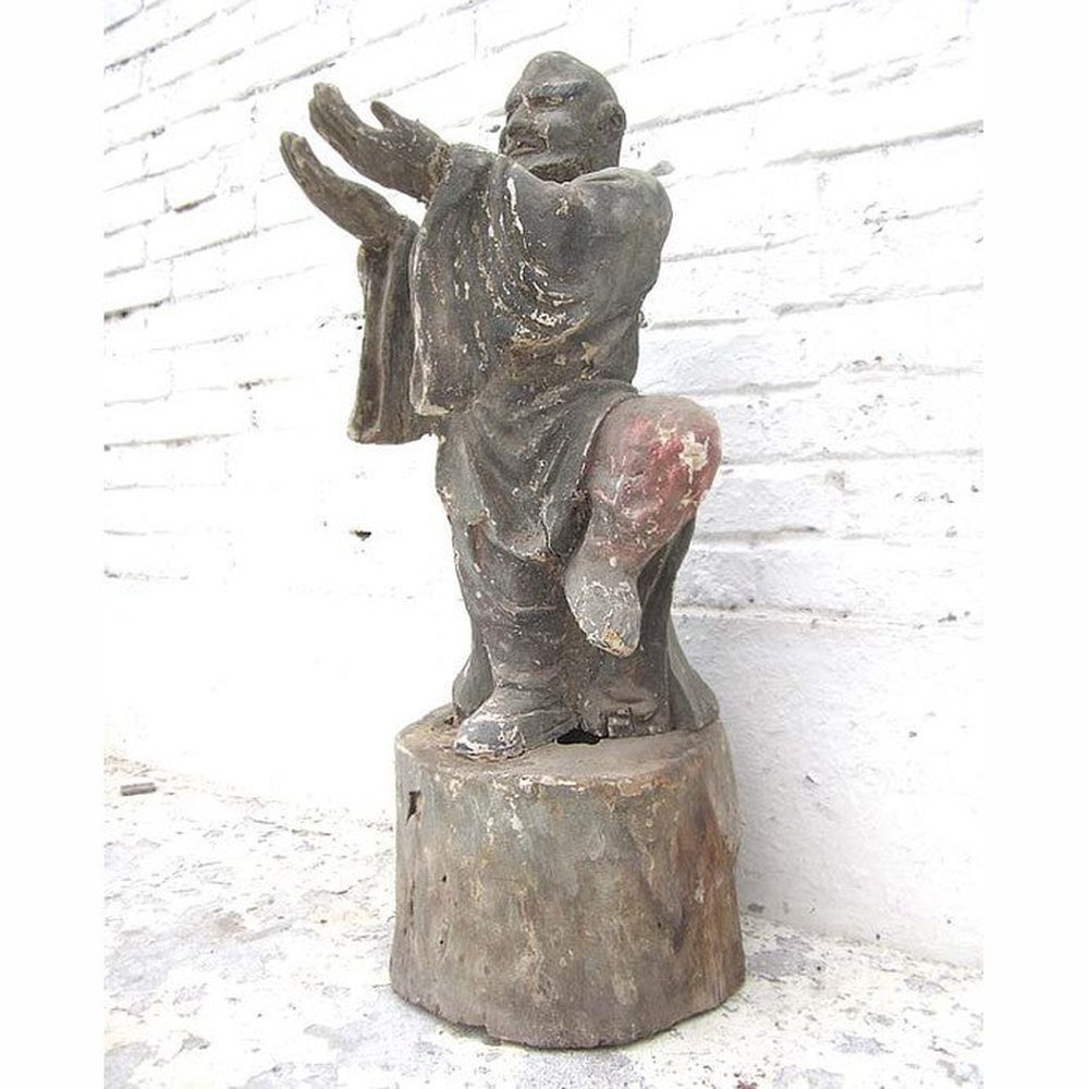 Luxury-Park-Direct Kommode China vor 1920 Skulptur Tänzer auf Sockel buddhistisch Pappel bemalt