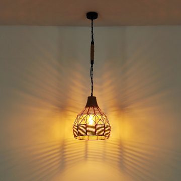 etc-shop Pendelleuchte, Leuchtmittel nicht inklusive, Pendellampe Hängeleuchte Esszimmer Hanfseil Deckenlampe