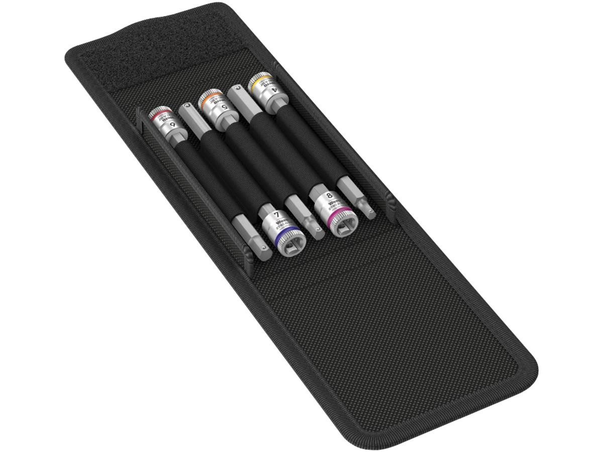 Wera Steckschlüssel Steckschlüsselsatz 1/4 Zoll 5tlg. SW 4-8 mm (Set), 5-teilig, mit Farbkennzeichnung und Rädelung am hinteren Nuss-Ende