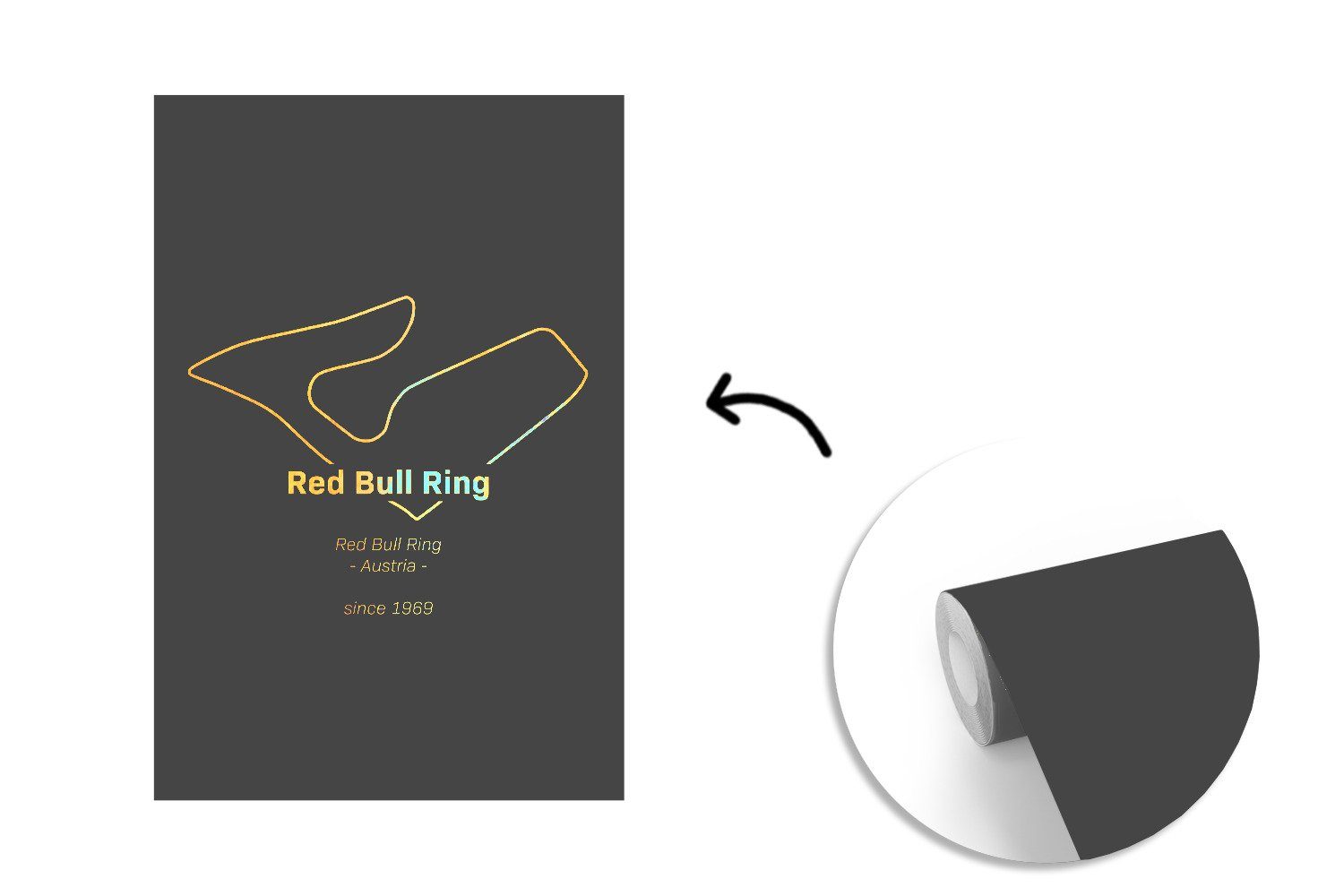 MuchoWow Fototapete Red Bull Tapete Ring Vinyl bedruckt, Montagefertig für St), - Wandtapete Formel-1-Rennstrecke, Matt, (3 Wohnzimmer