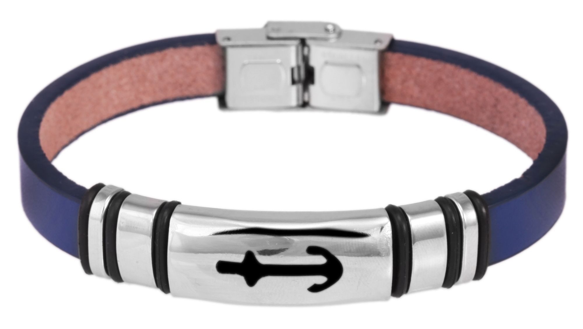 AKZENT Armband Wylta Akzent Echtlederarmband mit Edelstahlelement, Ankermotiv (Einzeln)