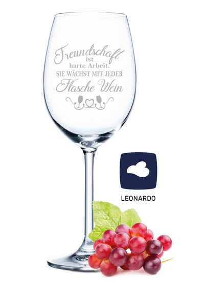 GRAVURZEILE Rotweinglas »Leonardo Weinglas mit Gravur - Freundschaft ist harte Arbeit - Lustige Geschenke - Geburtstagsgeschenk für Männer & Frauen sowie Mama & Papa - Geeignet als Rotweingläser Weißweingläser«, Glas