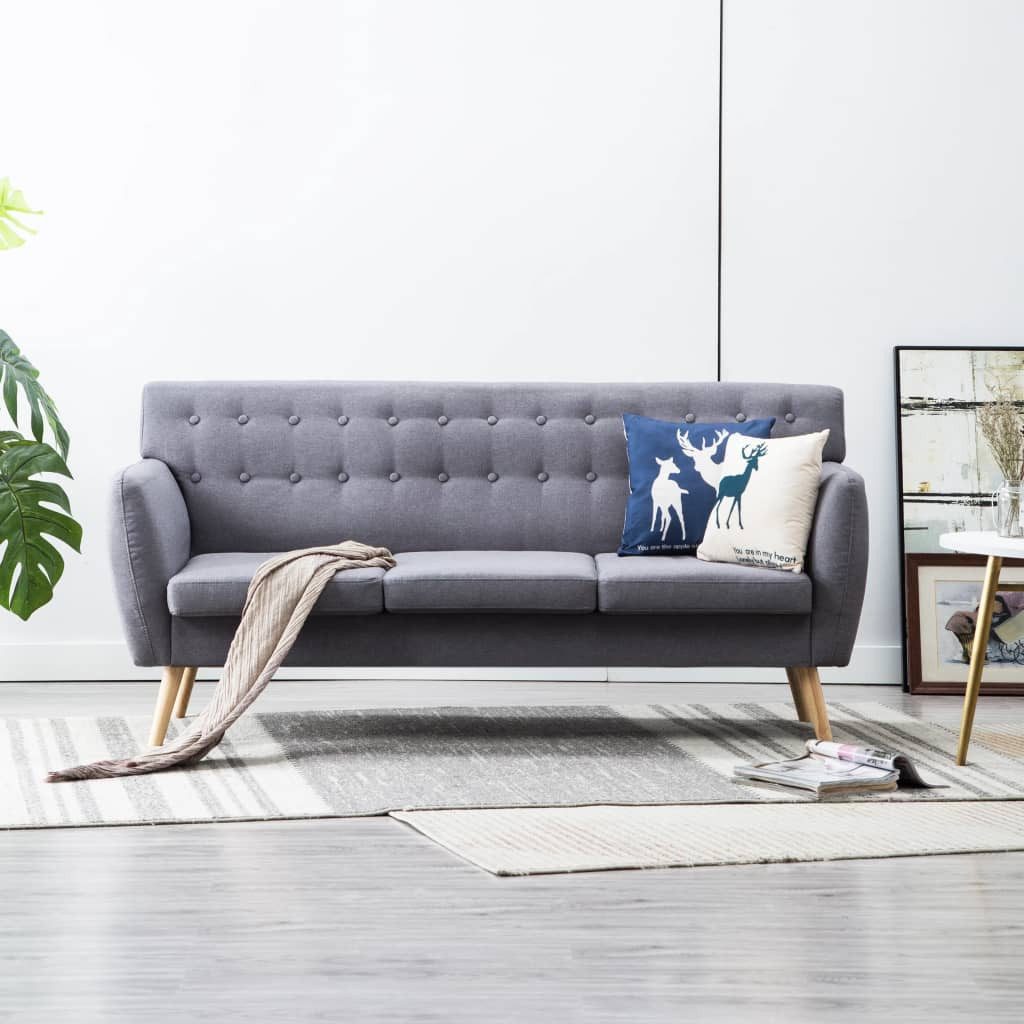 vidaXL Sofa 3-Sitzer-Sofa Stoffbezug 172x70x82 cm Hellgrau Couch günstig online kaufen