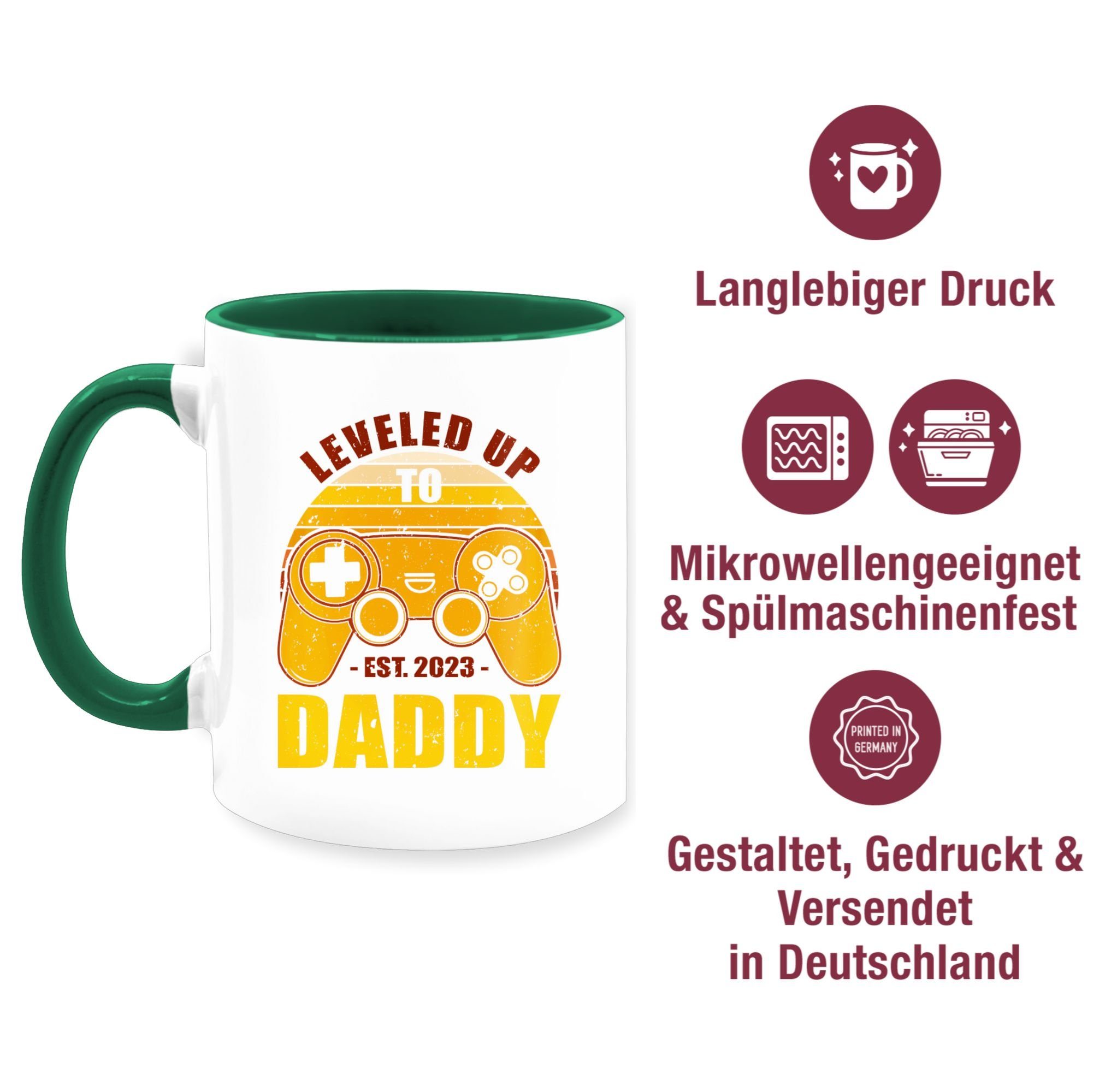Est to Petrolgrün Daddy 2 Kaffeetasse 2023, Shirtracer Tasse Keramik, Leveled Vatertag Geschenk Up