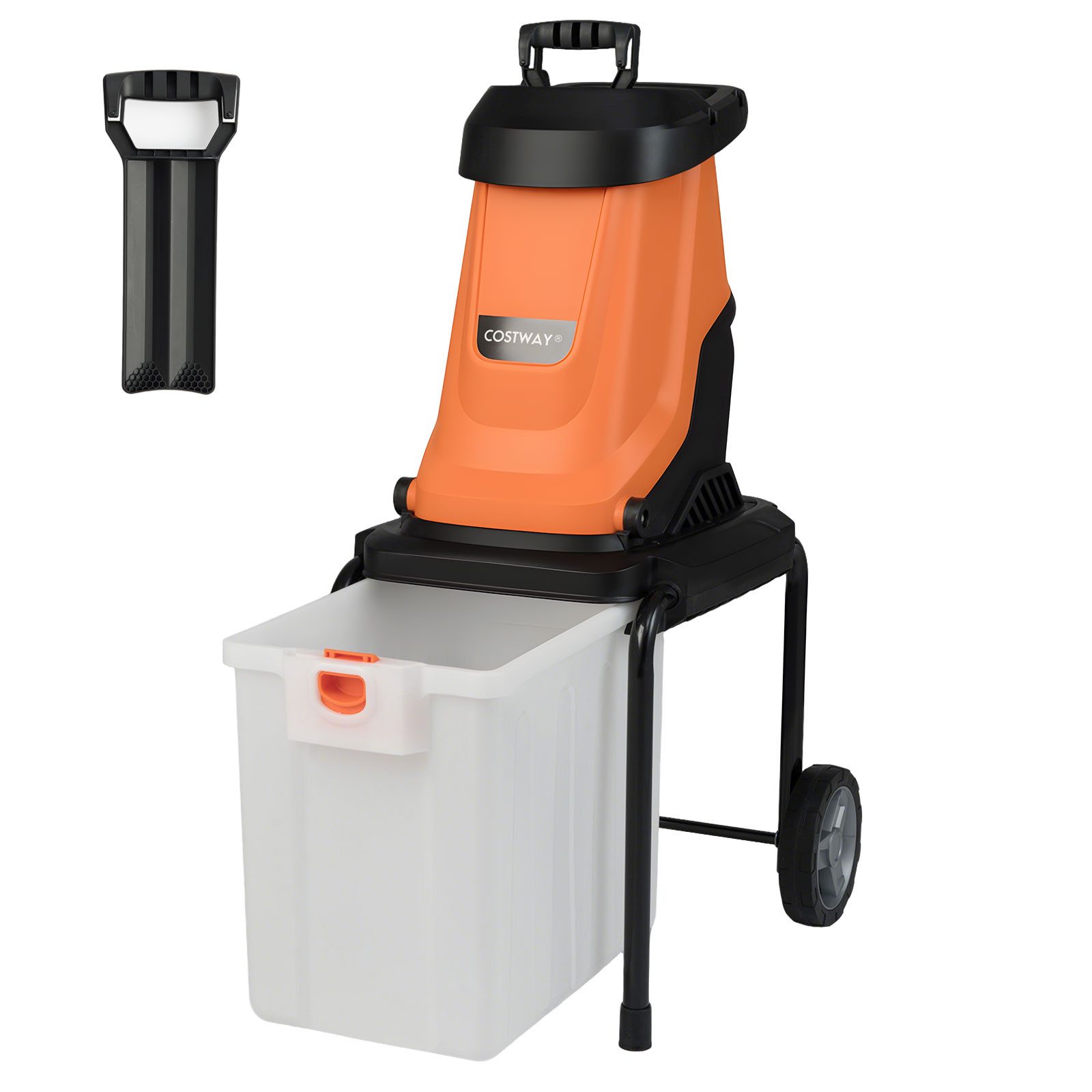 COSTWAY Häcksler, (1-St), 2800W Elektro Gartenhäcksler, mit Rädern, 50L Fangbox