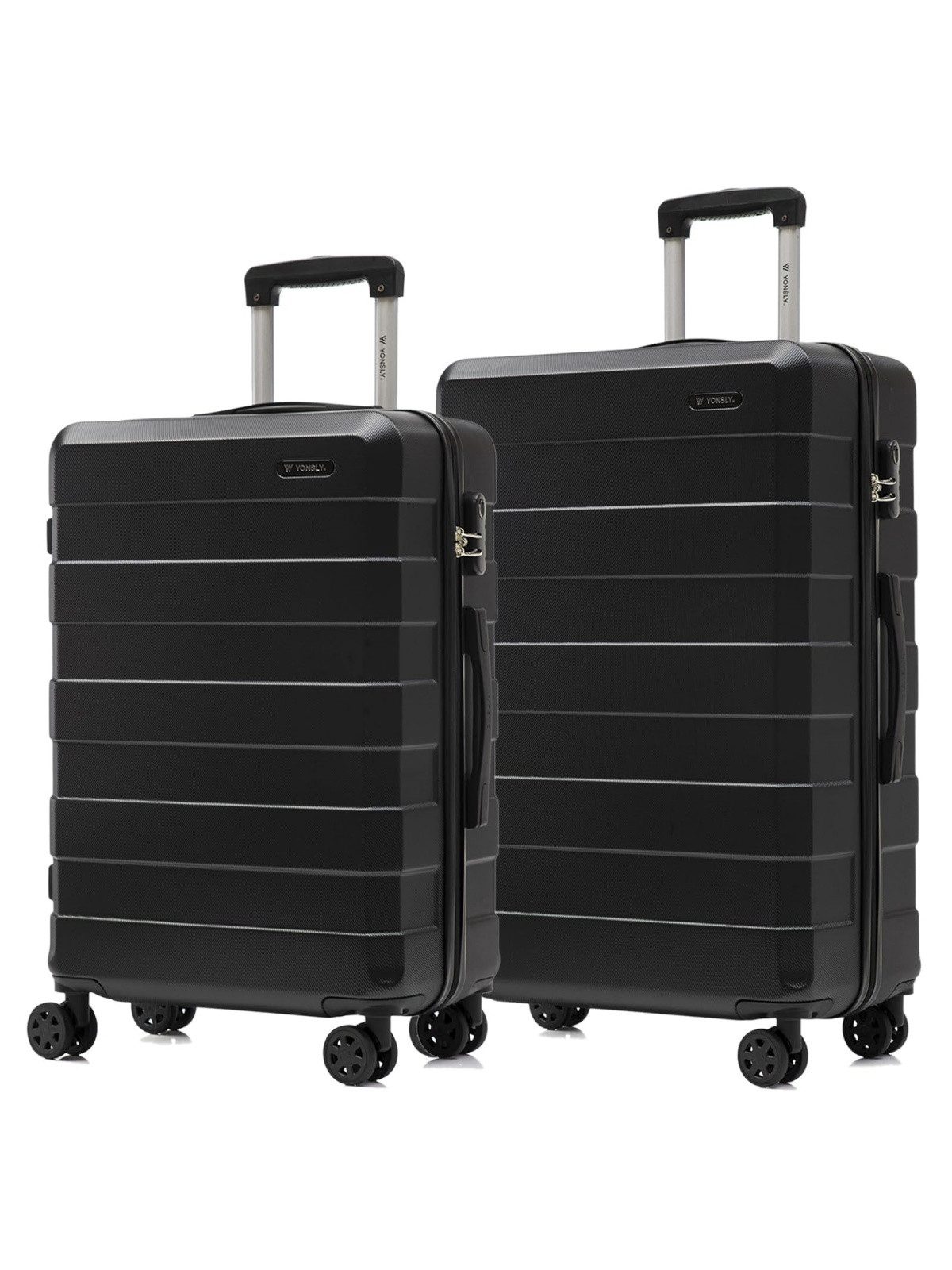 YONSLY Trolleyset Trolley Reisekoffer Hartschalen-Reiseset, 4 Rollen, (2-tlg., 2 tlg., L/XL), 360°-Rollen, Zahlenschloss, weicher Gummigriff