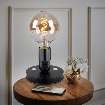 etc-shop LED Tischleuchte, Leuchtmittel nicht inklusive, Tischlampe Vintage Nachttischlampe Industrial schwarz
