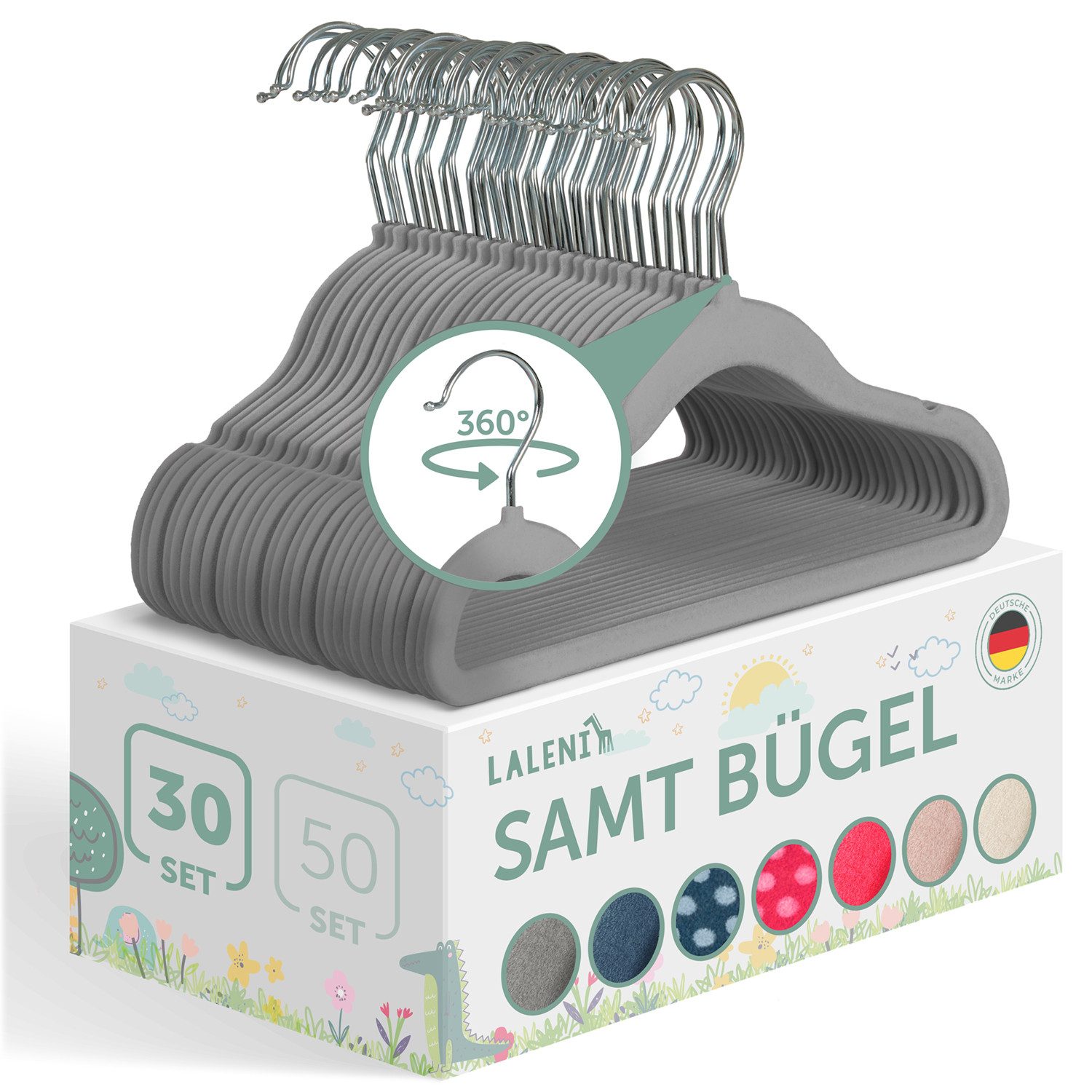 Laleni Kleiderbügel für Kinder mit Samtbezug günstig online kaufen