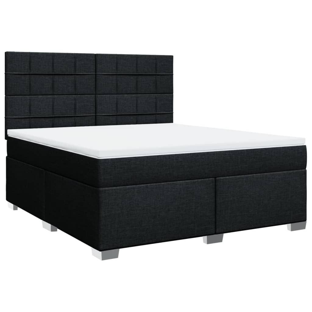 Bett Boxspringbett mit Matratze Schwarz 180x200 cm Stoff