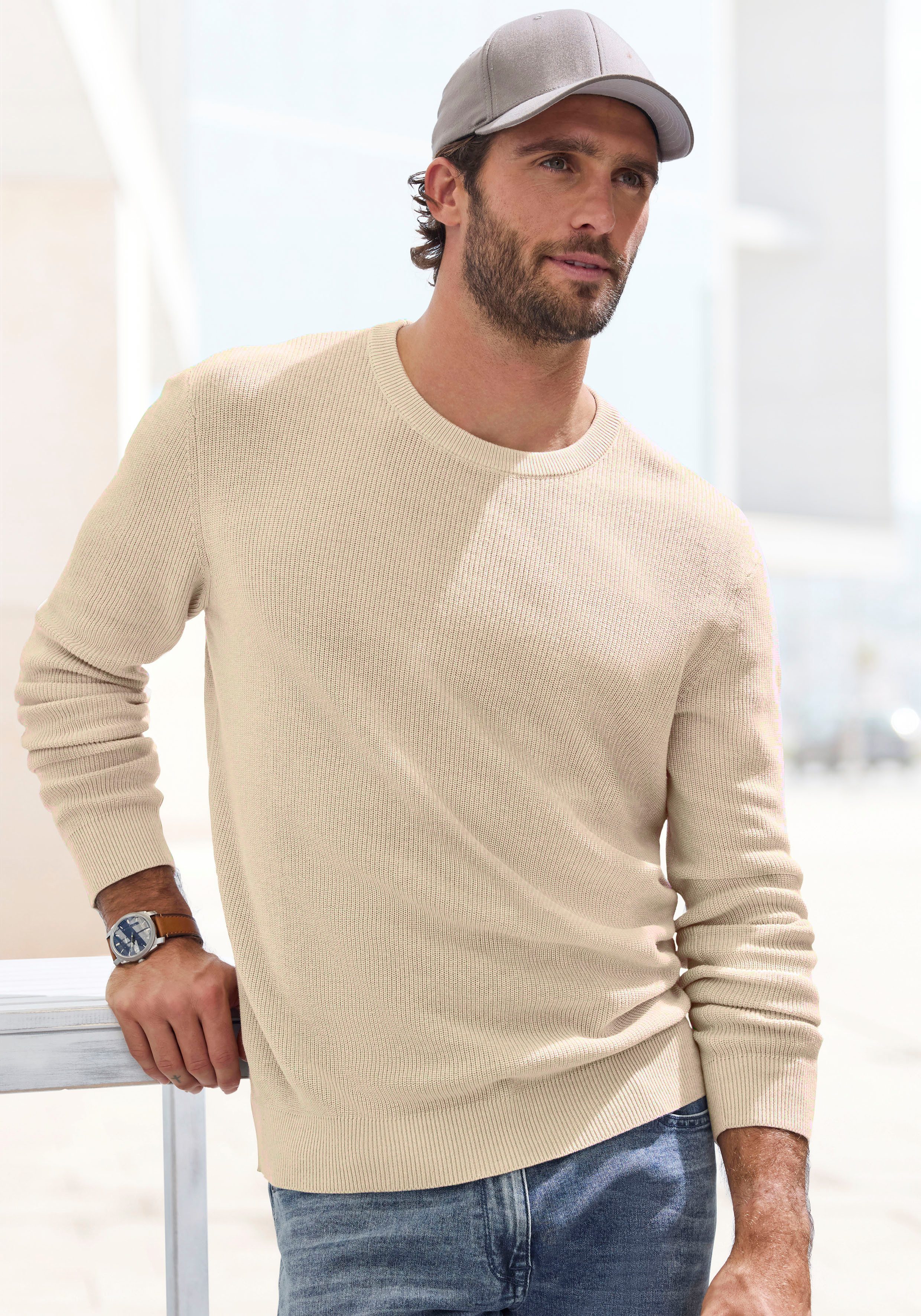 John Devin Strickpullover, Pullover in modischen Farben aus Baumwollmischun günstig online kaufen