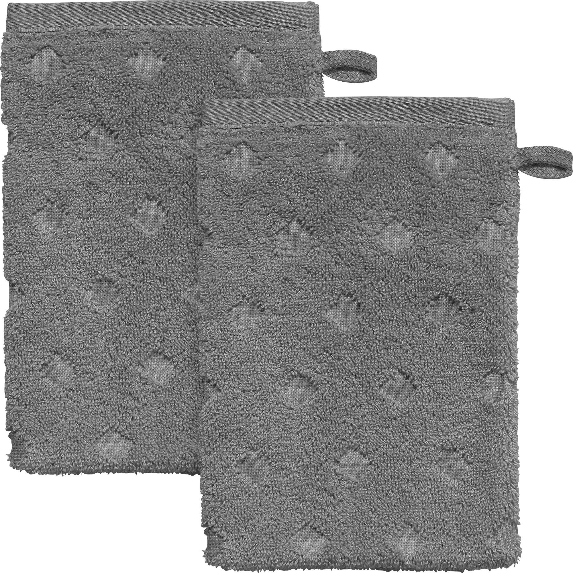 Erwin Müller Waschhandschuh Waschhandschuh "Baden-Baden" 2er-Pack, Frottier, Walk-Frottier Uni/Hoch- Tiefstruktur