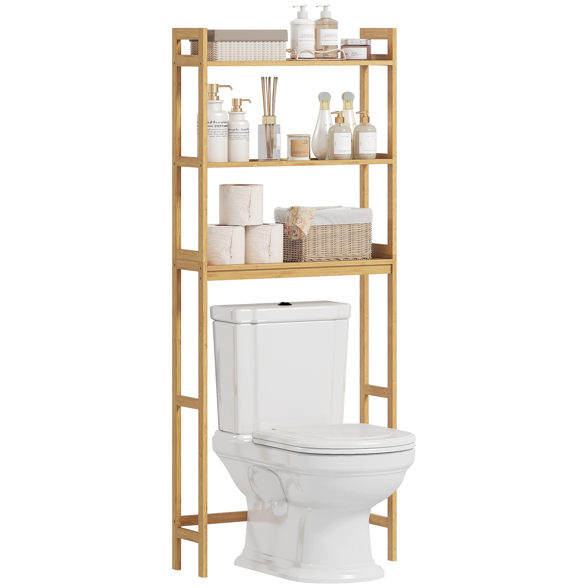 Kleankin Badregal Toilettenregal 3-stöckiges Badezimmerregal, Standregal mi günstig online kaufen