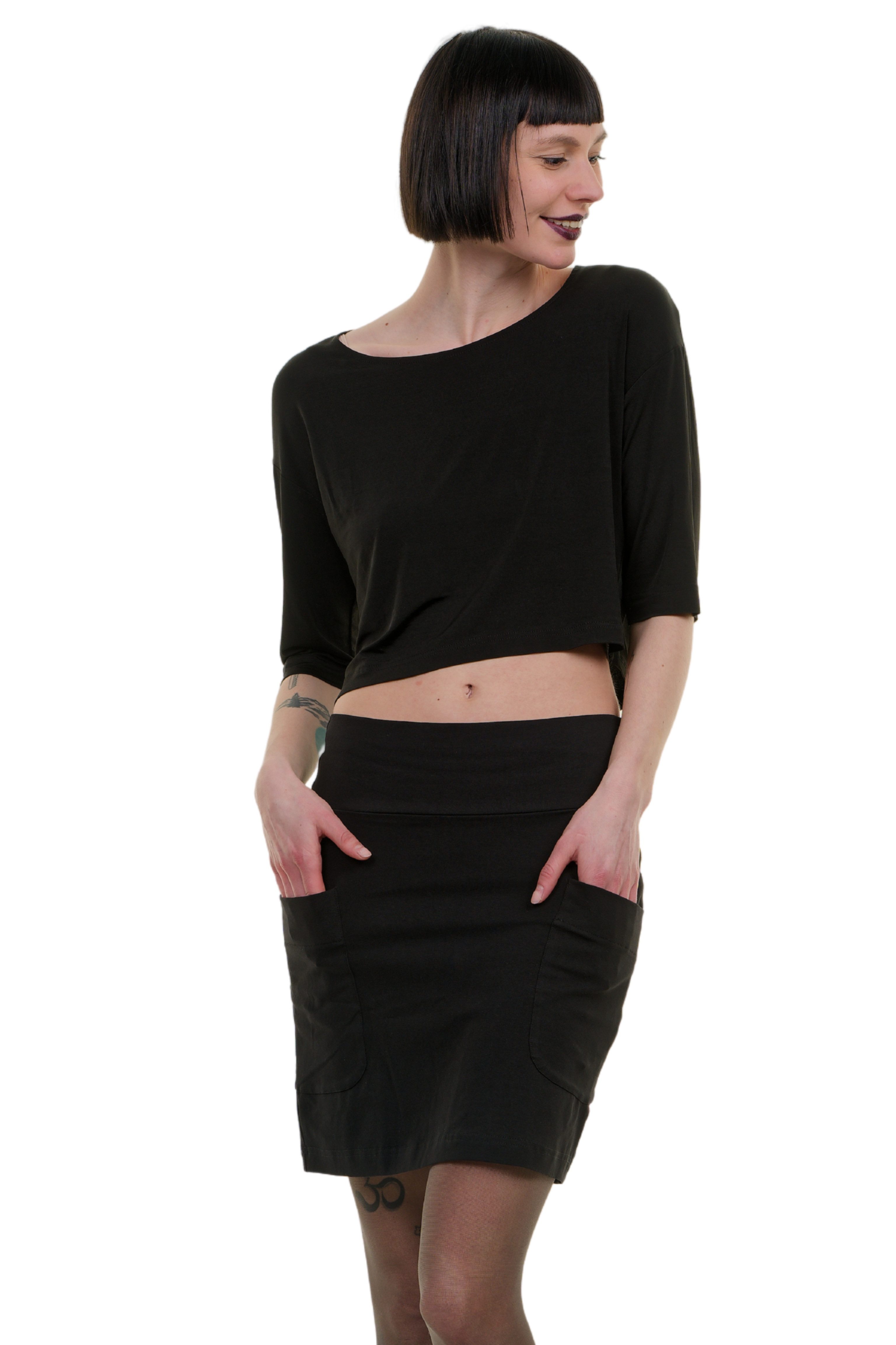 3Elfen Minirock Minirock Fancy Taschen Rock schwarz by 3Elfen