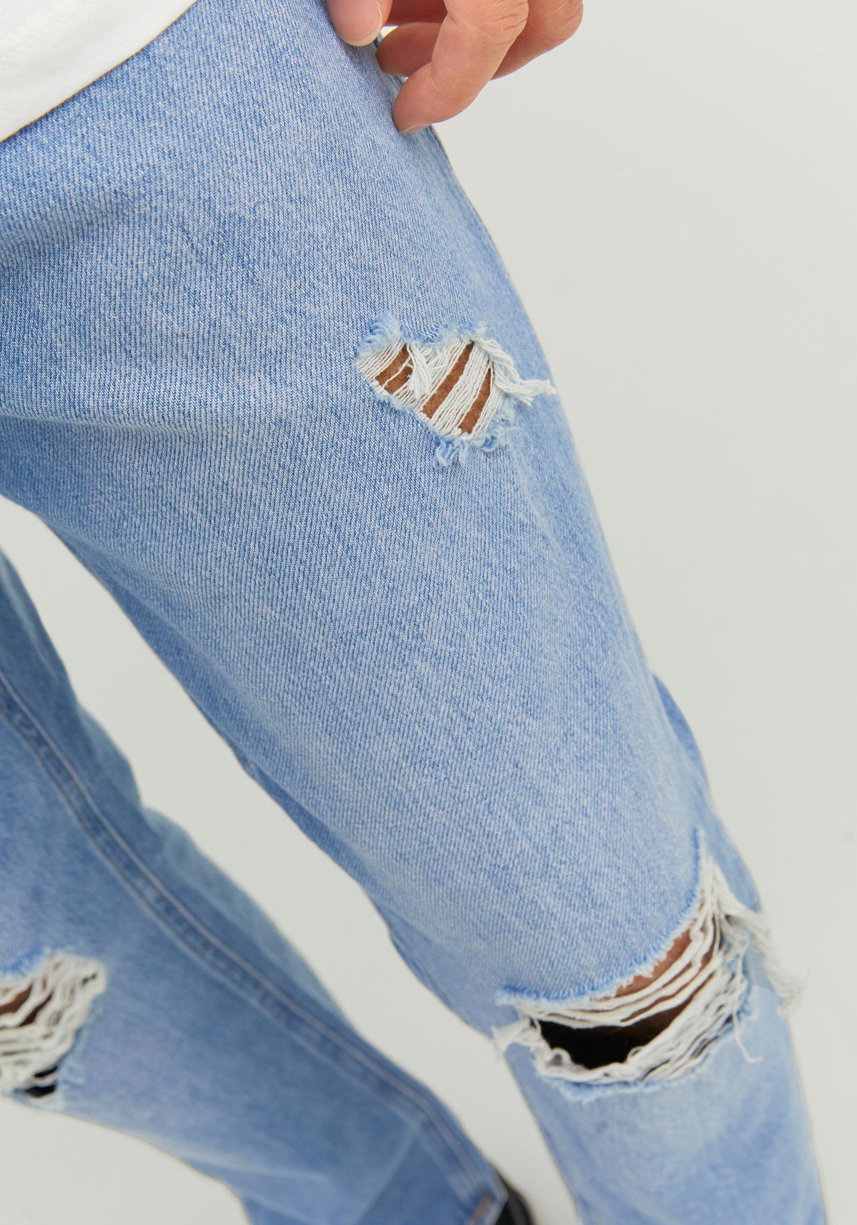 CROPPED JJIFRANK Tapered-fit-Jeans & Jack Jones JJORIGINAL light-blue-denim