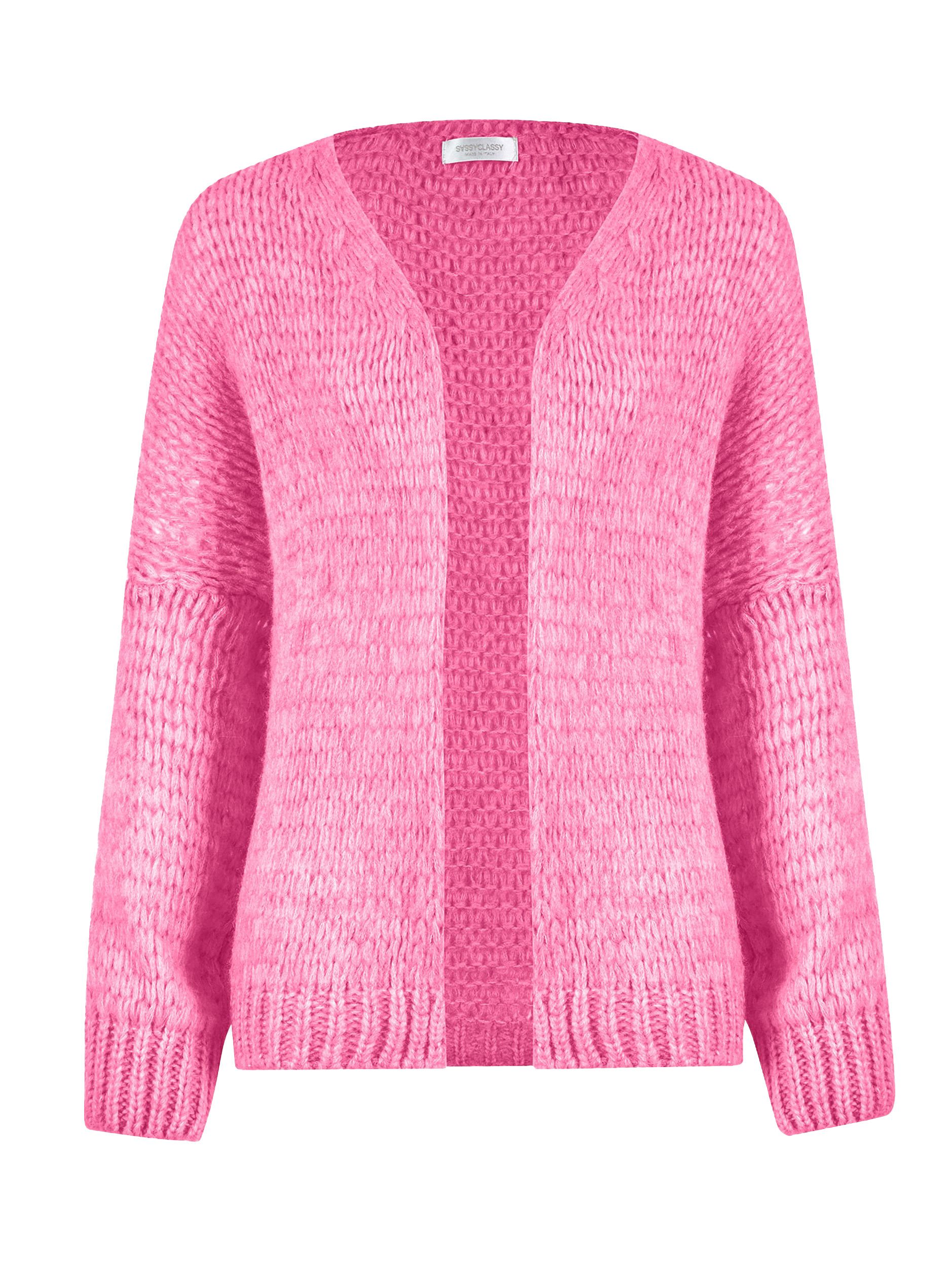 SASSYCLASSY Cardigan Oversize Strick Cardigan für Damen Flauschiger Cardigan mit offen fallendem Schnitt und Rippbündchen