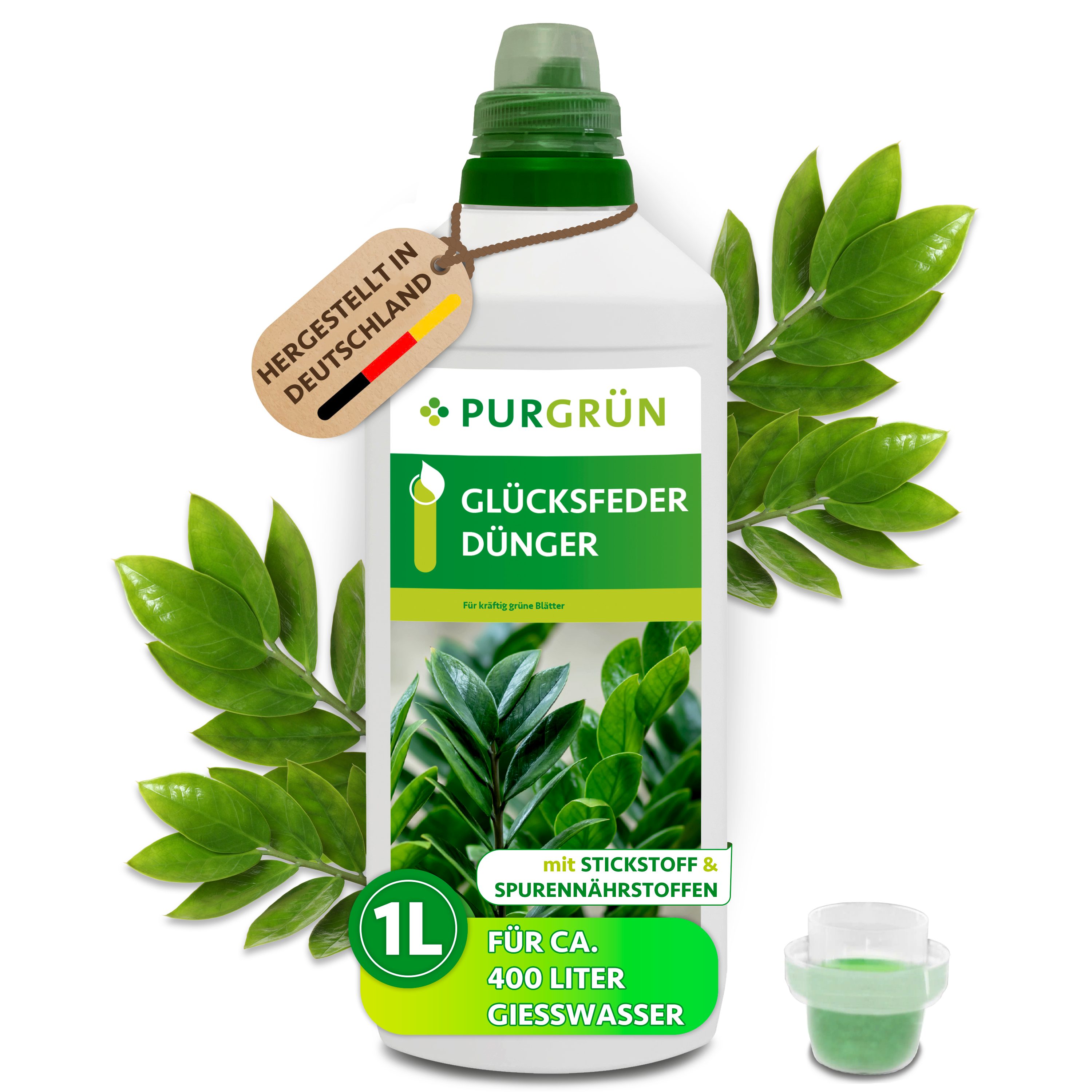 Purgrün Universaldünger Glücksfeder Dünger, NPK 5+4+6, für gesundes Wachstum, 1L, Flüssigdünger, 1-St., 1 Liter