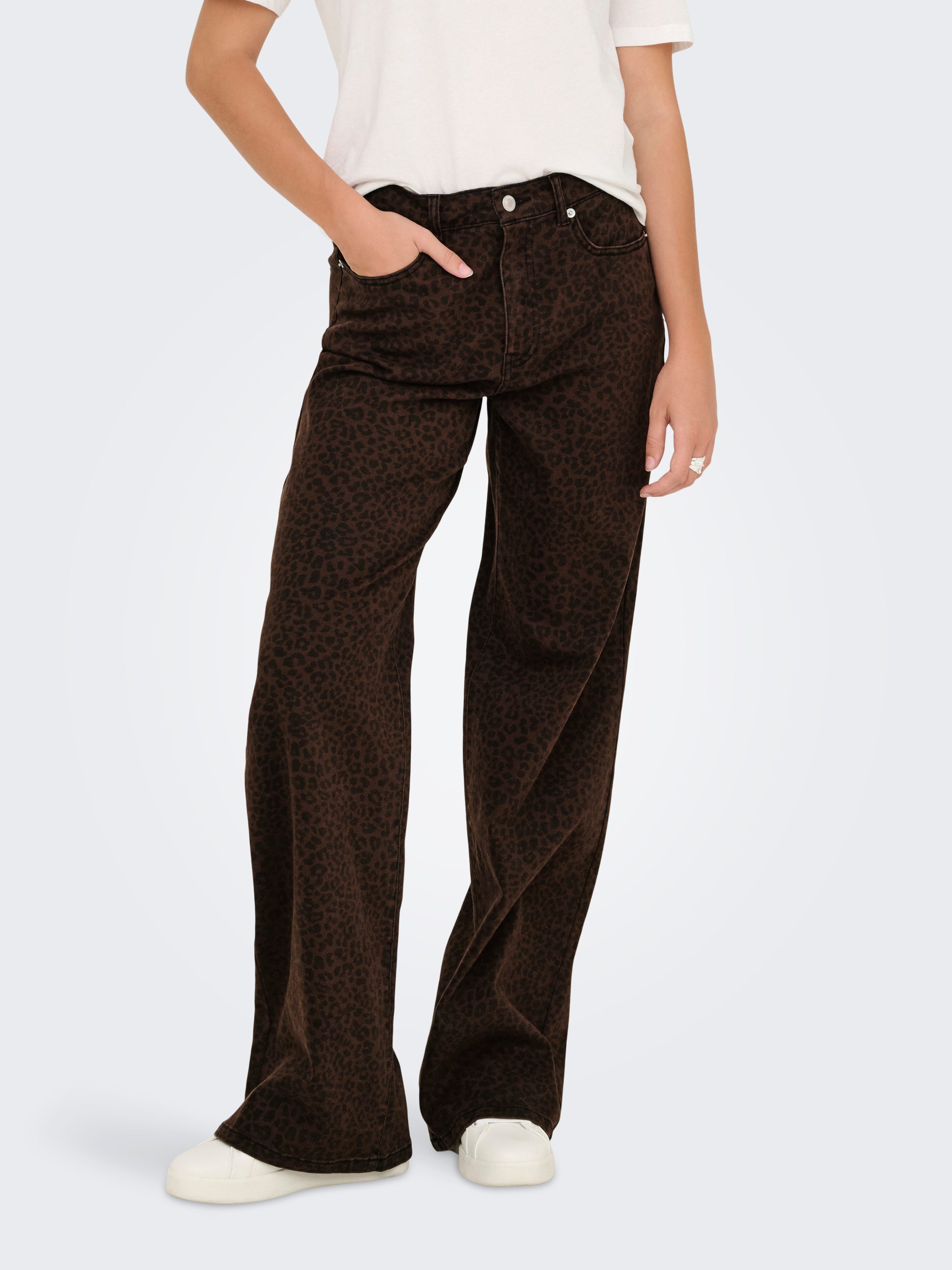 ONLY High-waist-Jeans ONLMADISON HW WIDE ANIMAL PANT CC PNT Baumwollmischung