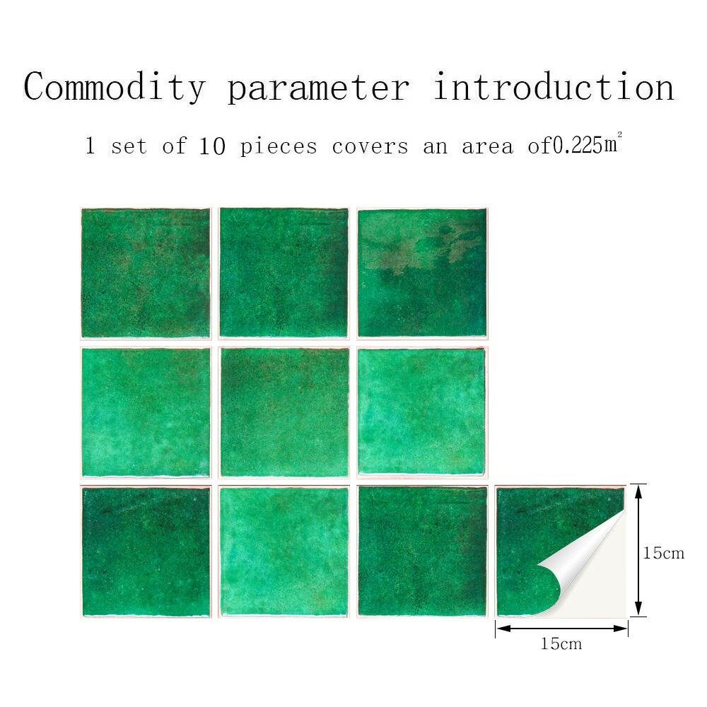 COOL-i ® Fliesenaufkleber, 10 Stück PVC selbstklebende, wasser- und ölabweisend, für Küche, Bad