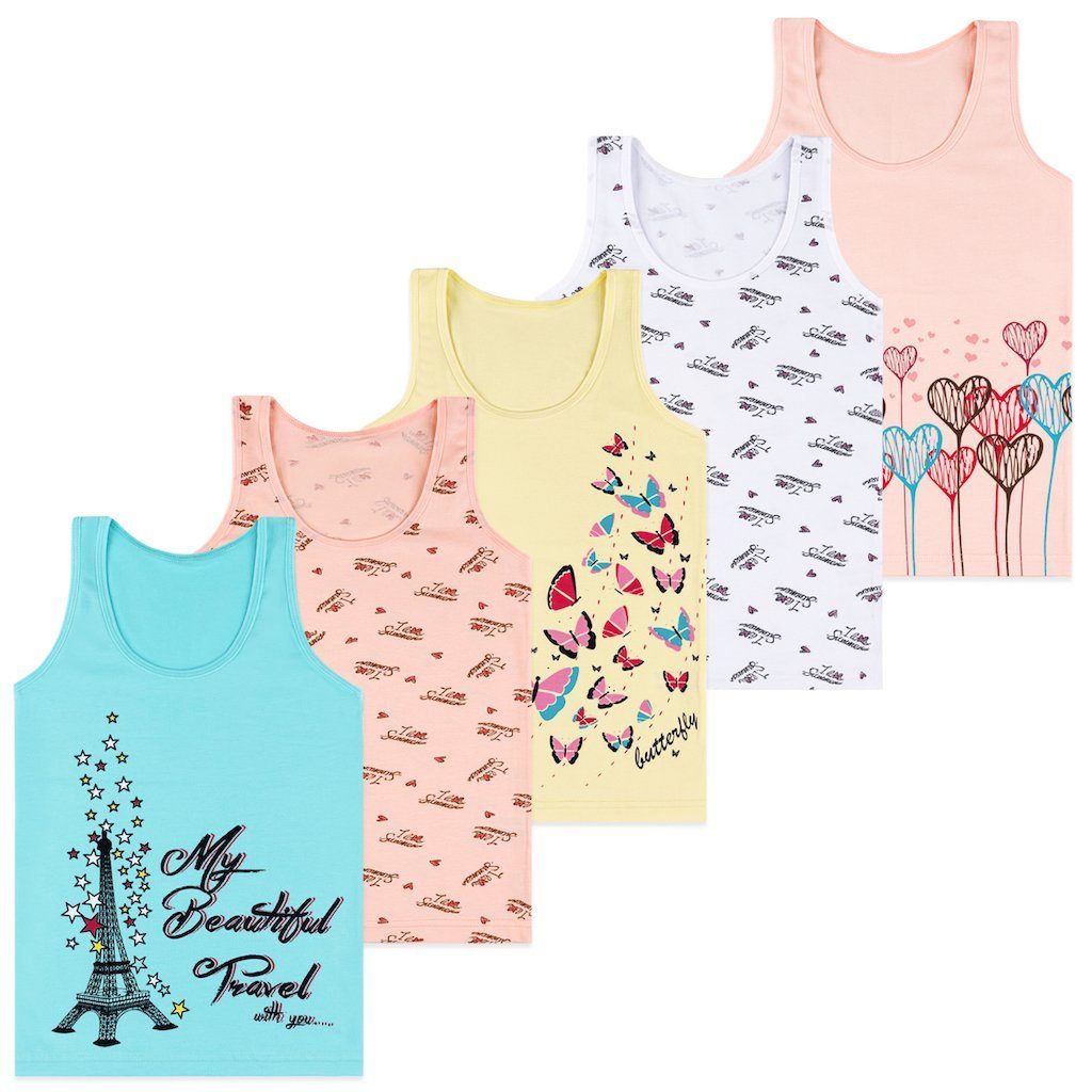 LOREZA Unterhemd 5er Set Mädchen Unterhemden - Mix - Bunt (Set, 5-St., 5er-Pack)