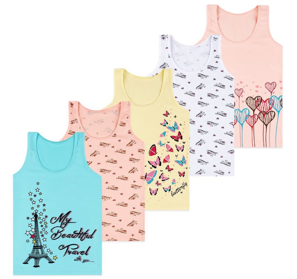 LOREZA Unterhemd 5er Set Mädchen Unterhemden - Mix - Bunt (Set, 5-St., 5er-Pack)