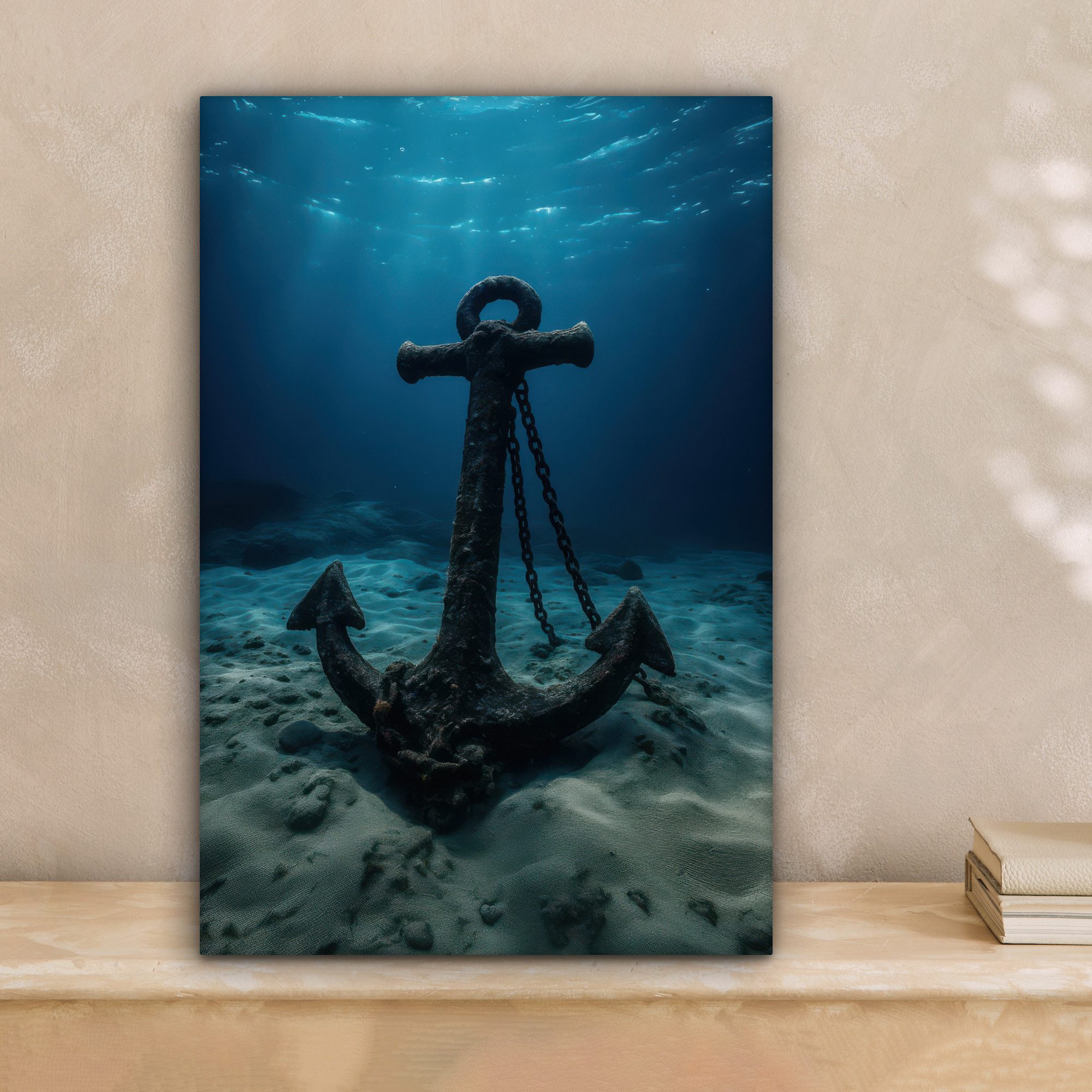 OneMillionCanvasses® Leinwandbild Anker - Eisen - Meeresboden - Sand, Fotod günstig online kaufen