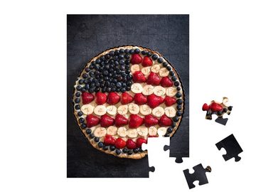puzzleYOU Puzzle Obstkuchen im Dekor der amerikanischen Flagge, 48 Puzzleteile, puzzleYOU-Kollektionen Kuchen, Essen und Trinken