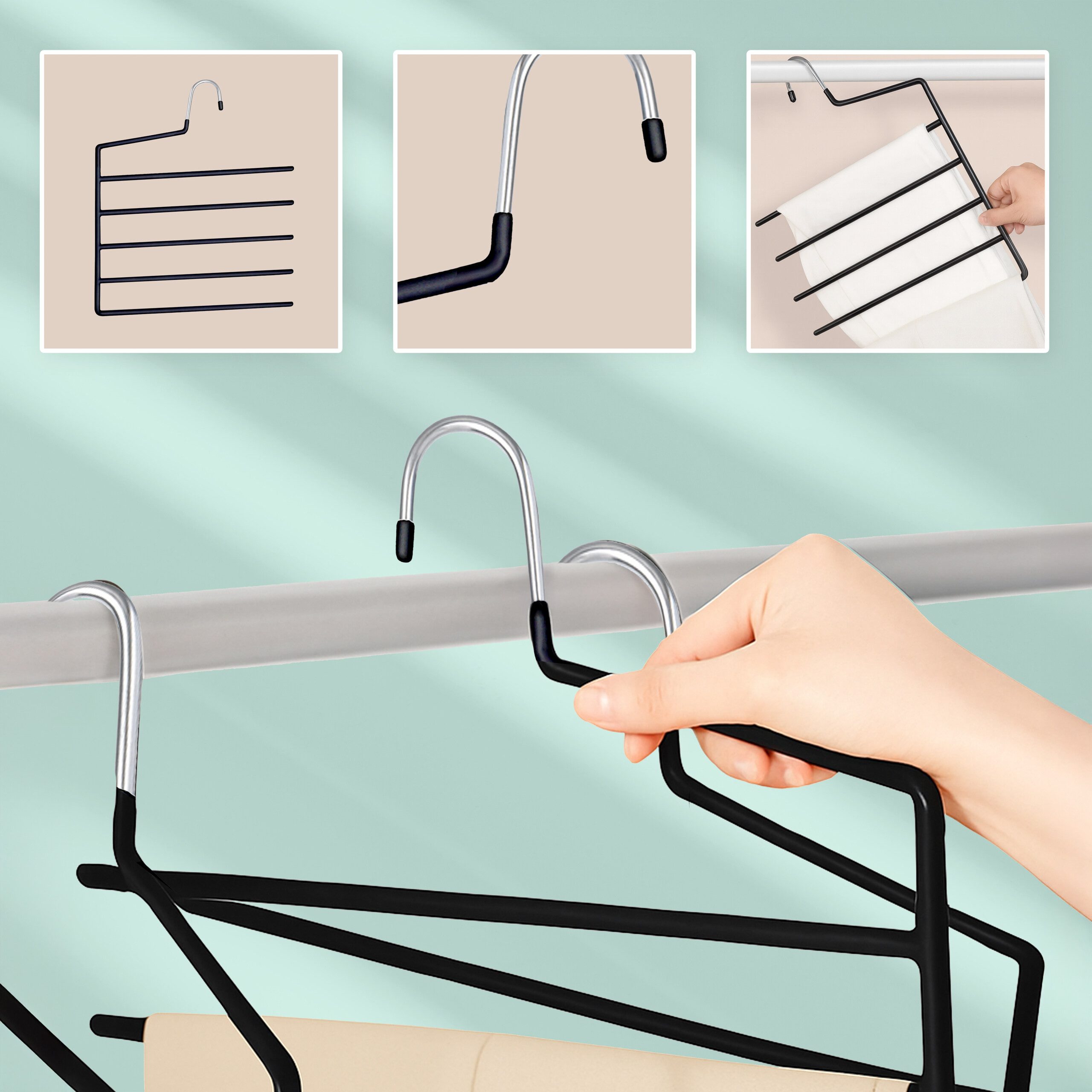 relaxdays Mehrfach-Kleiderbügel Mehrfachbügel Hosen im Set, weiß