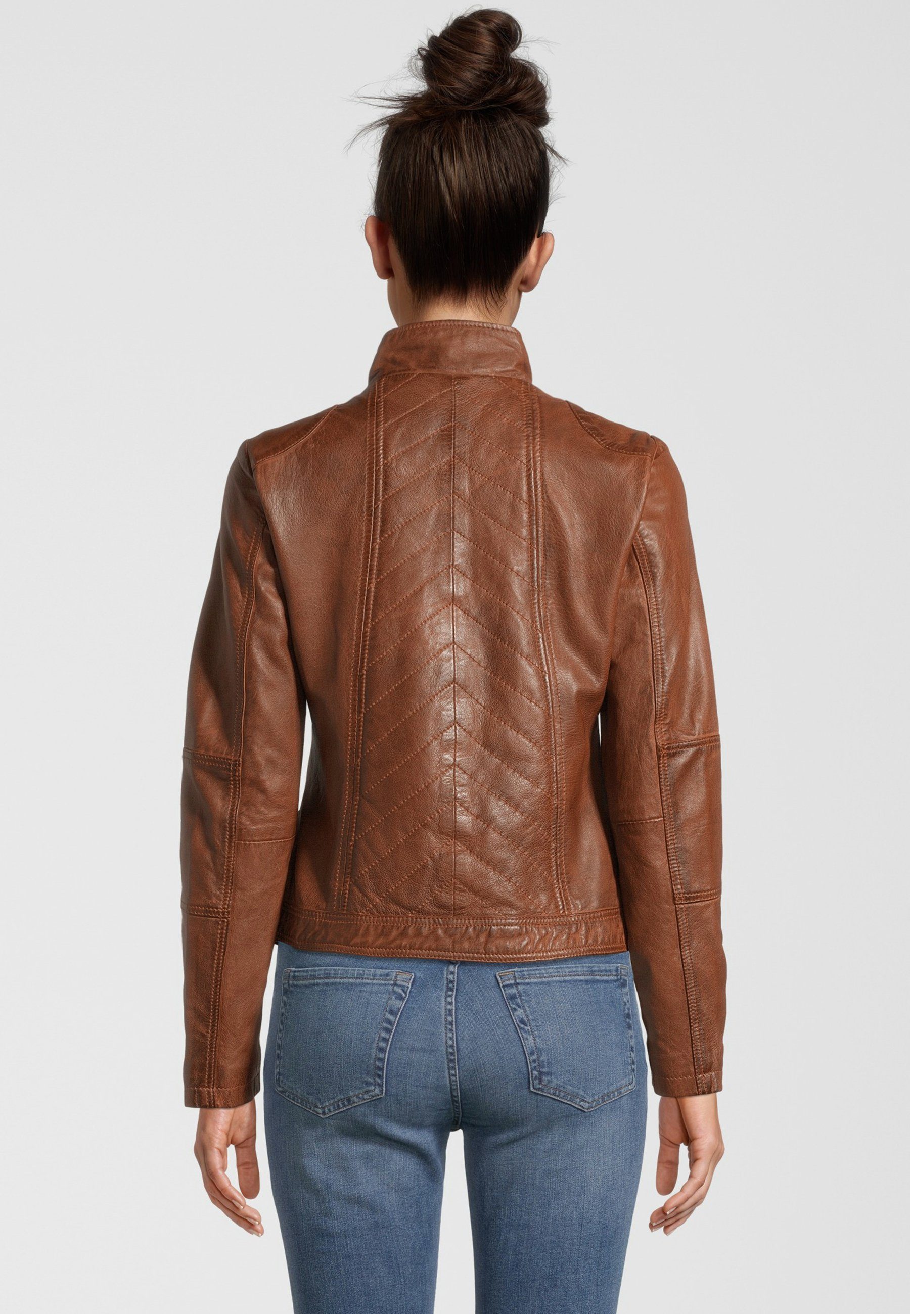 "RENATE" Bikerjacke Lederjacke cognac 7eleven