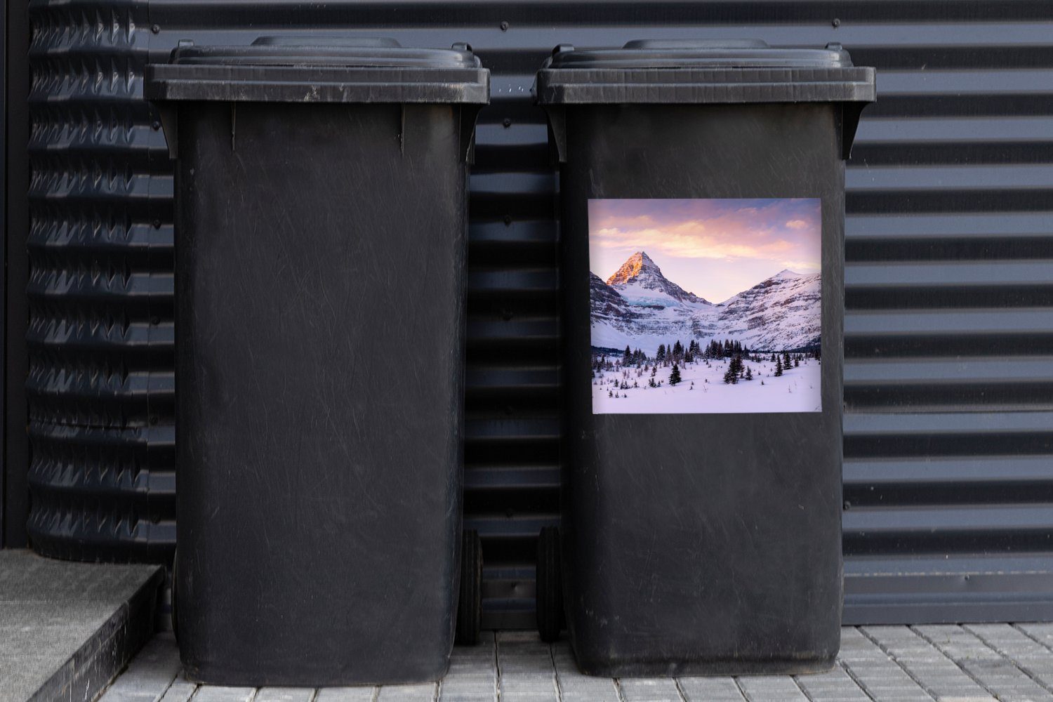 Container, Abfalbehälter Park Mülleimer-aufkleber, St), Wandsticker Winterlandschaft Mülltonne, Nordamerika in National (1 im MuchoWow Sticker, Banff