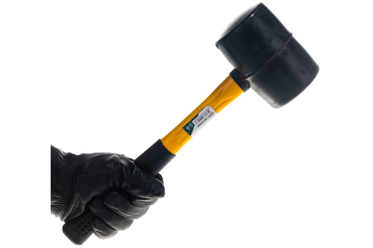 PROREGAL® Hammer Gummihammer 0,45kg, Ø 3,25cm, rutschfester Fiberglasstiel