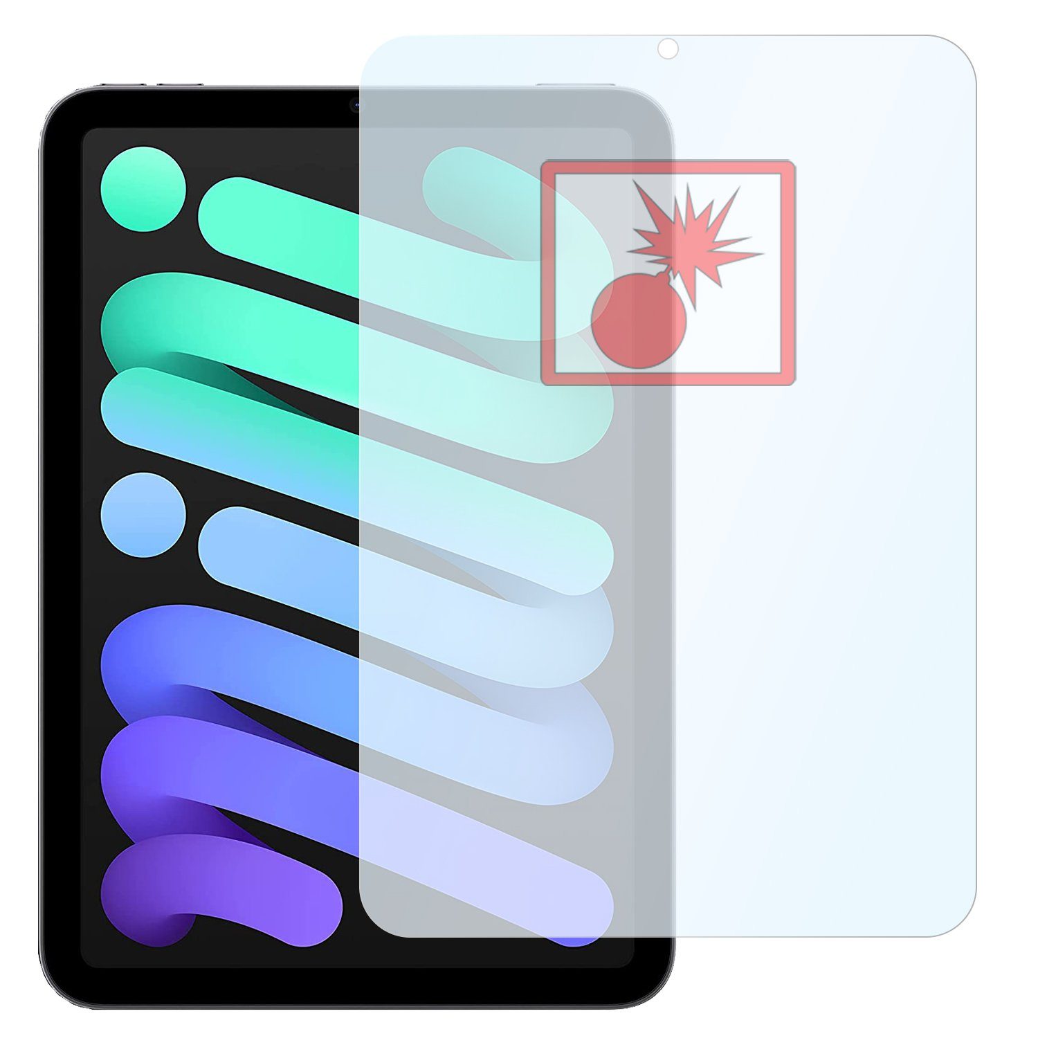 SLABO Schutzfolie 2x Panzerschutzfolie Shockproof, iPad Mini 8.3 (6. Generation 2021) (Wi-Fi + Cellular)