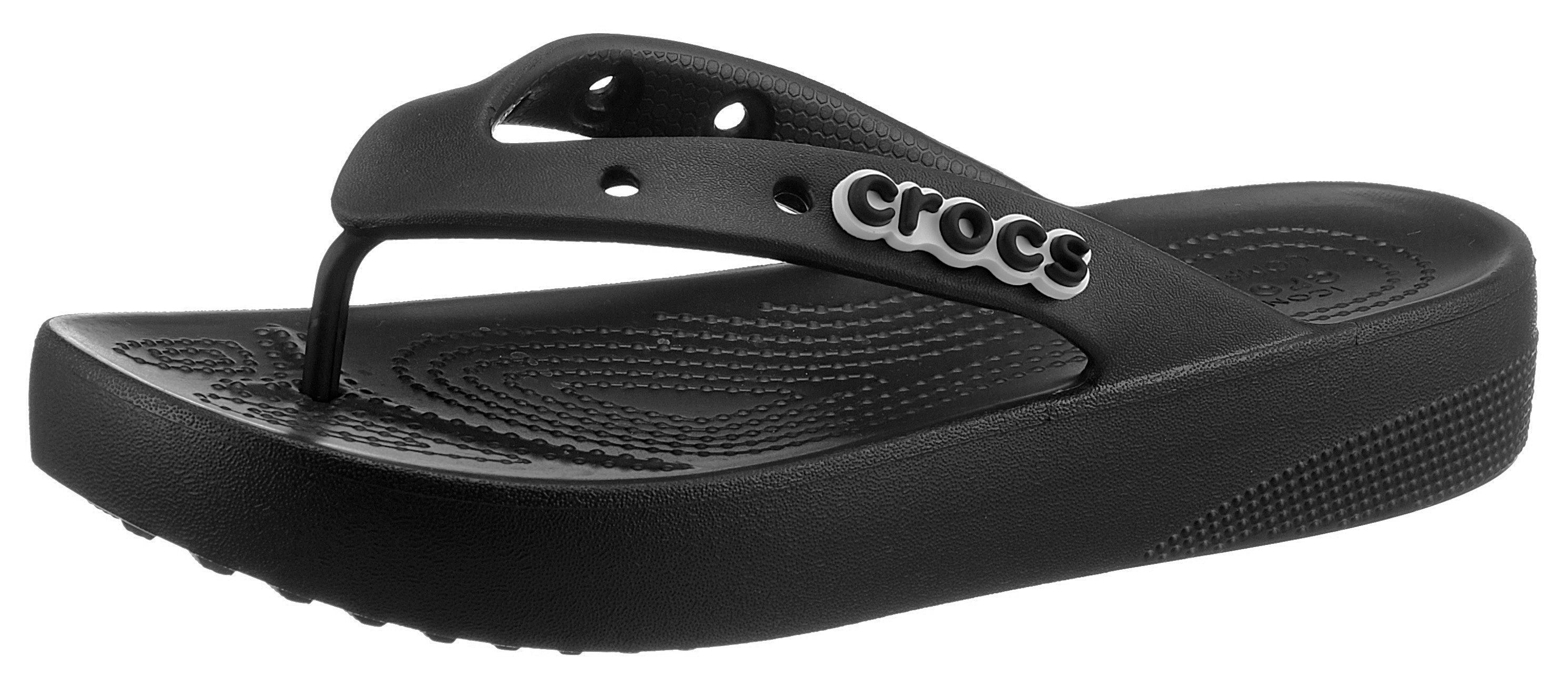 Platform Zehentrenner Crocs W Classic Plateau Flip schwarz mit