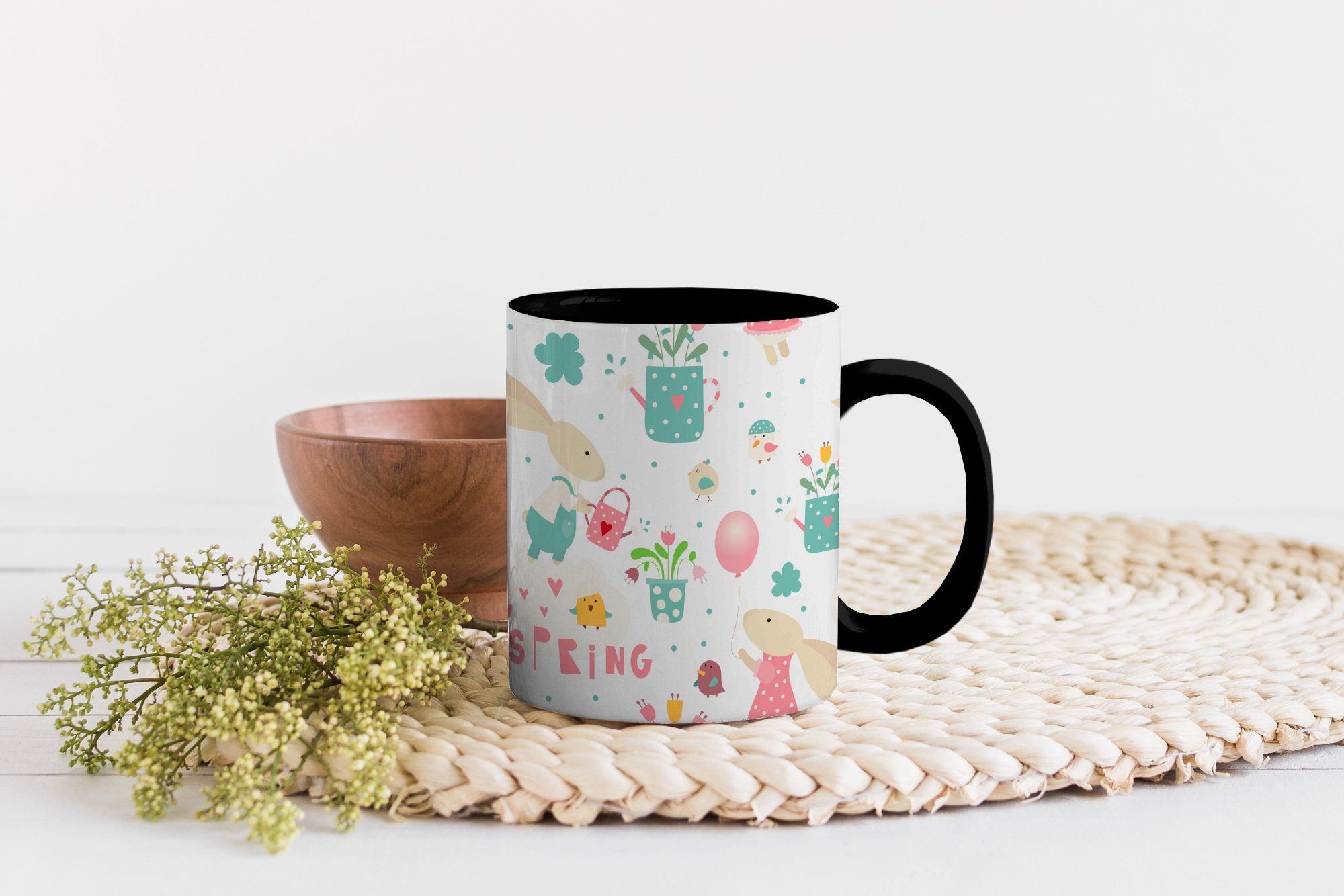 Frühling, Muster Teetasse, - Keramik, - Zaubertasse, Kaffeetassen, Tasse MuchoWow Geschenk Ostern Farbwechsel,