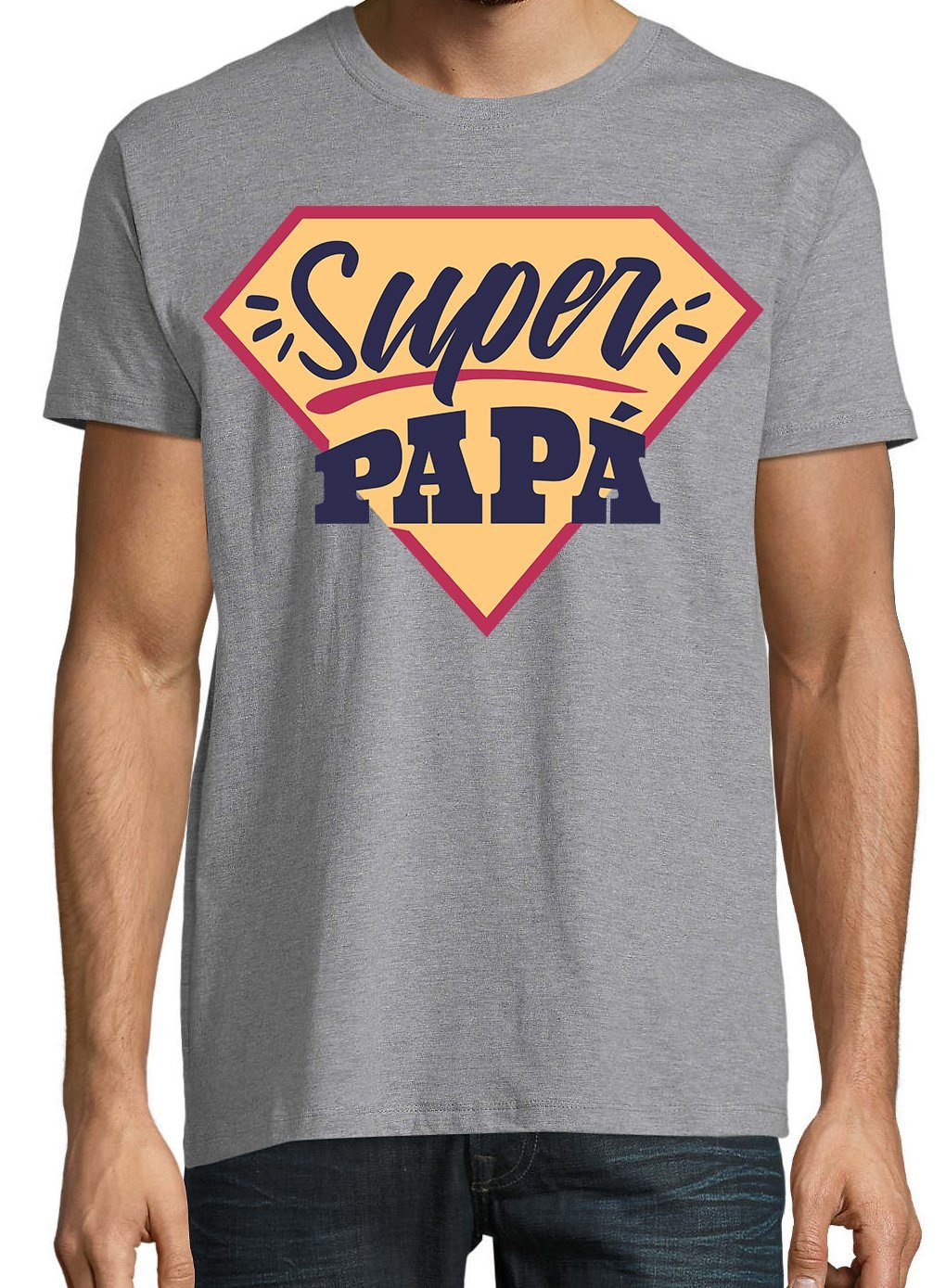 Frontprint Designz Super lustigem Papa Grau T-Shirt mit Youth Herren Shirt