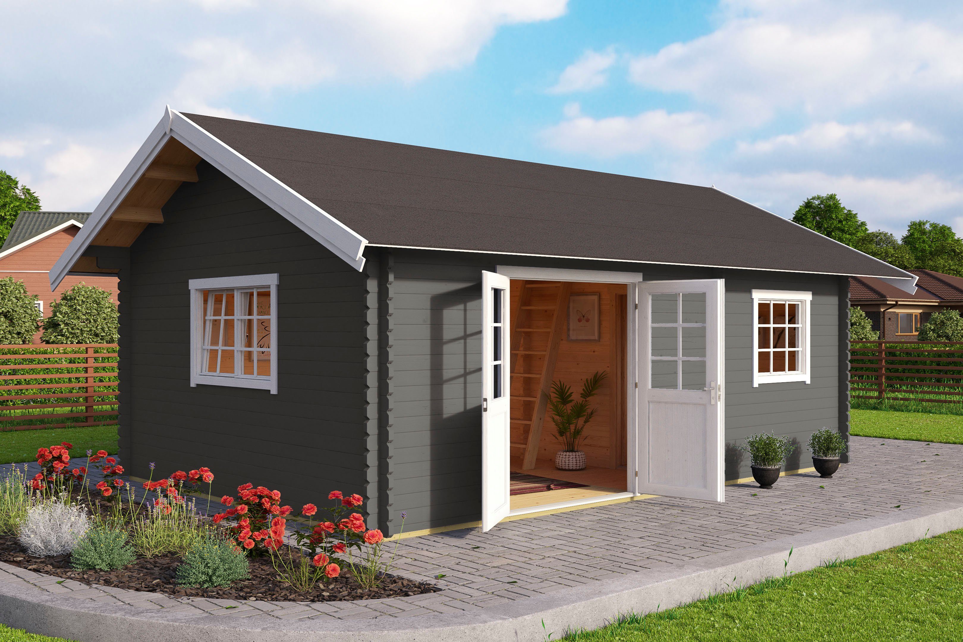 LASITA MAJA Gartenhaus CAROLINE, BxT: 675x490 cm, (Set, inkl. Fußbodenbretter zum Verlegen)