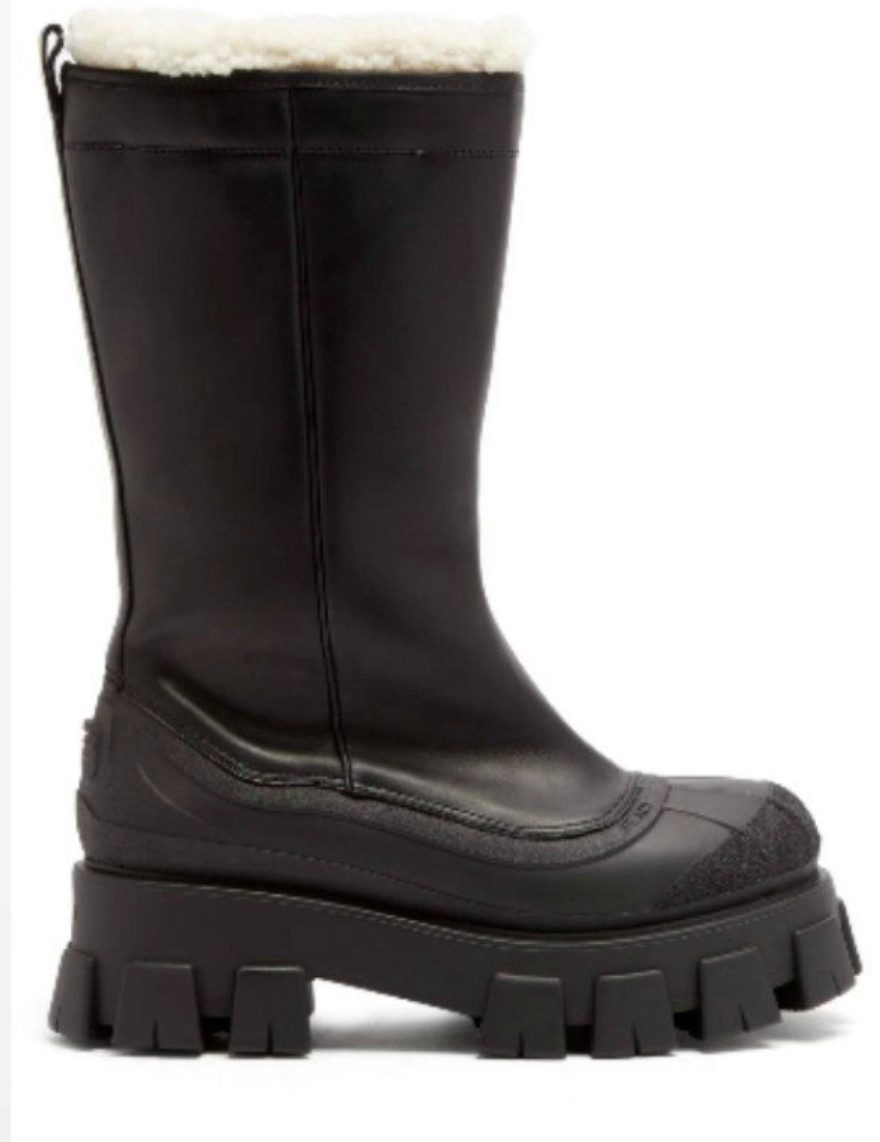 PRADA Monolith Boots Chunky-sole Leder Stiefel Winterboots klobigen Lug-Sohle und einer konturierten Gummifußbasis ausgestattet